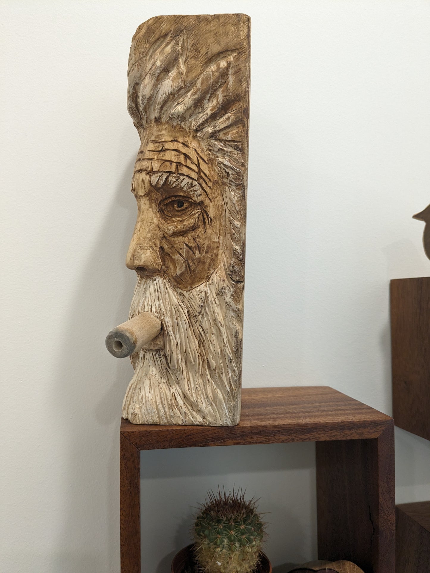 Carved Old Man Smoking Cigar - Actually Smokes