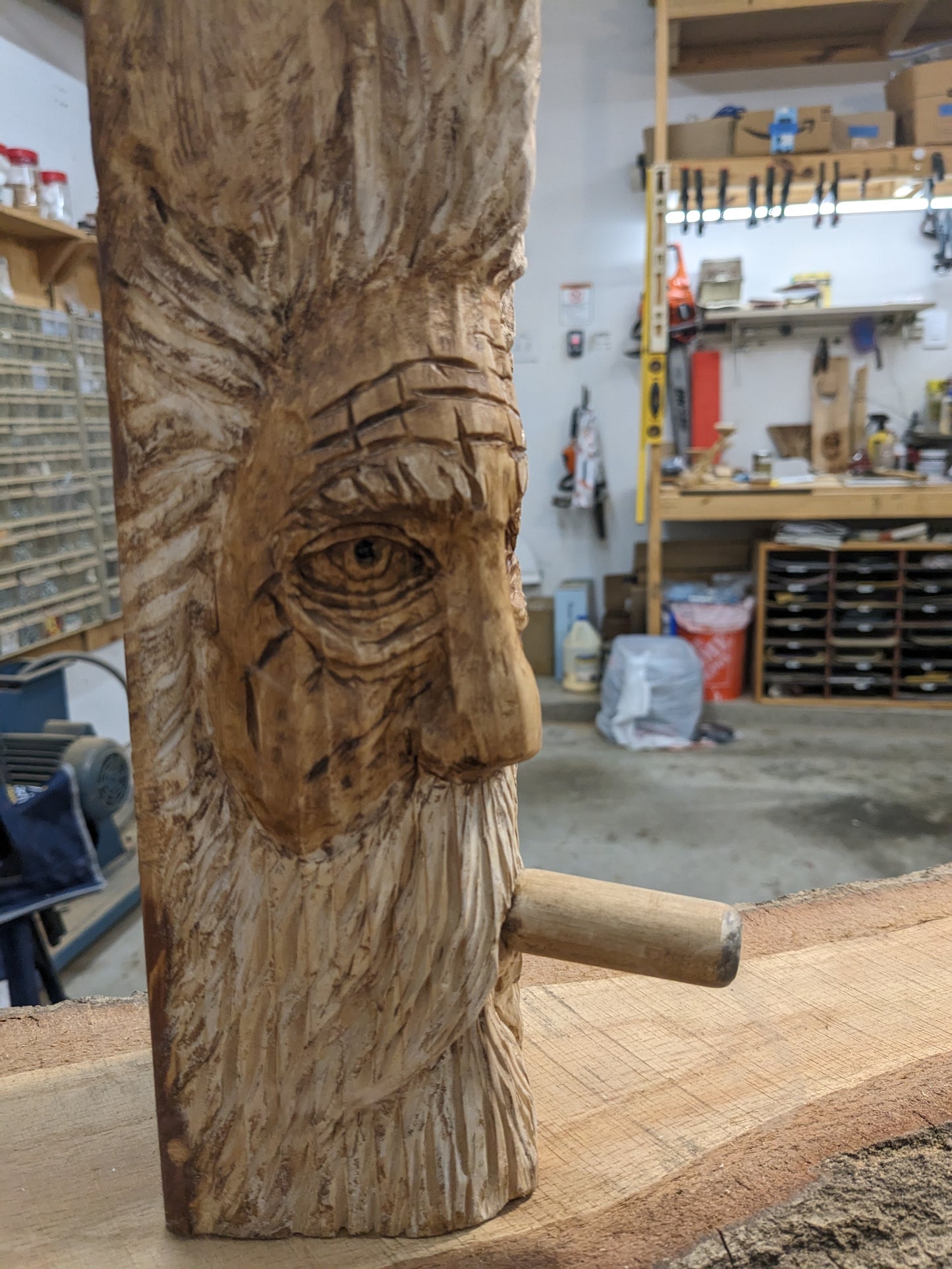 Carved Old Man Smoking Cigar - Actually Smokes