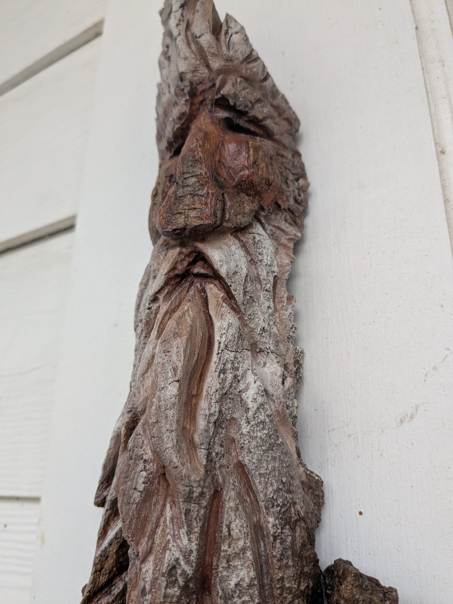 Hand Carved Tree Spirit in Natural Bark - "Wisdom"