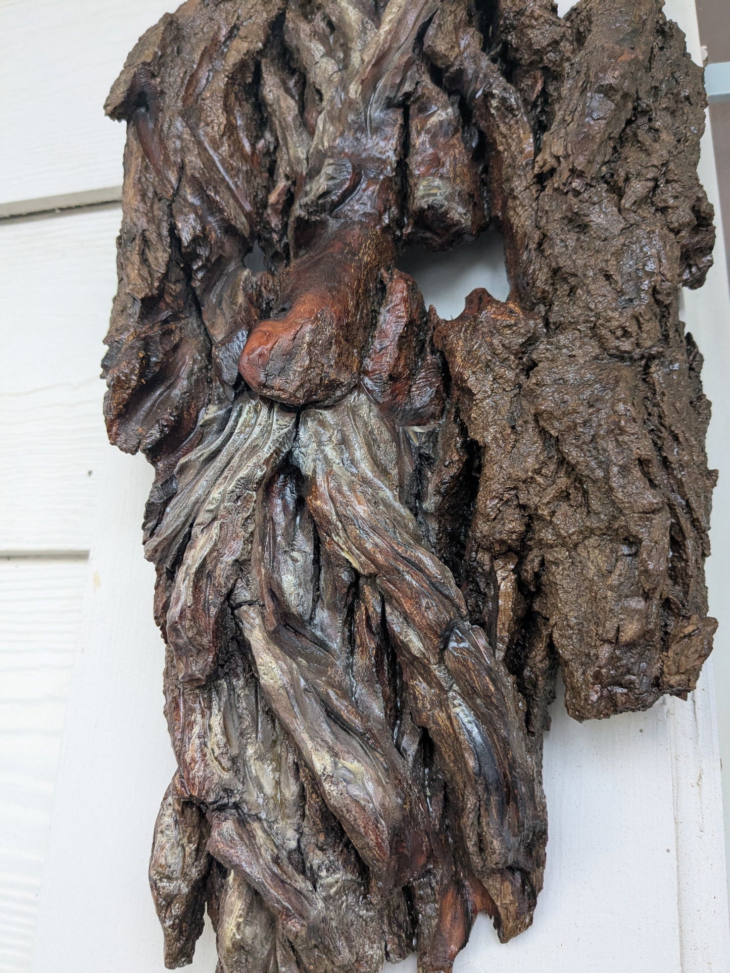 Hand Carved Tree Spirit in Natural Bark - "The King"