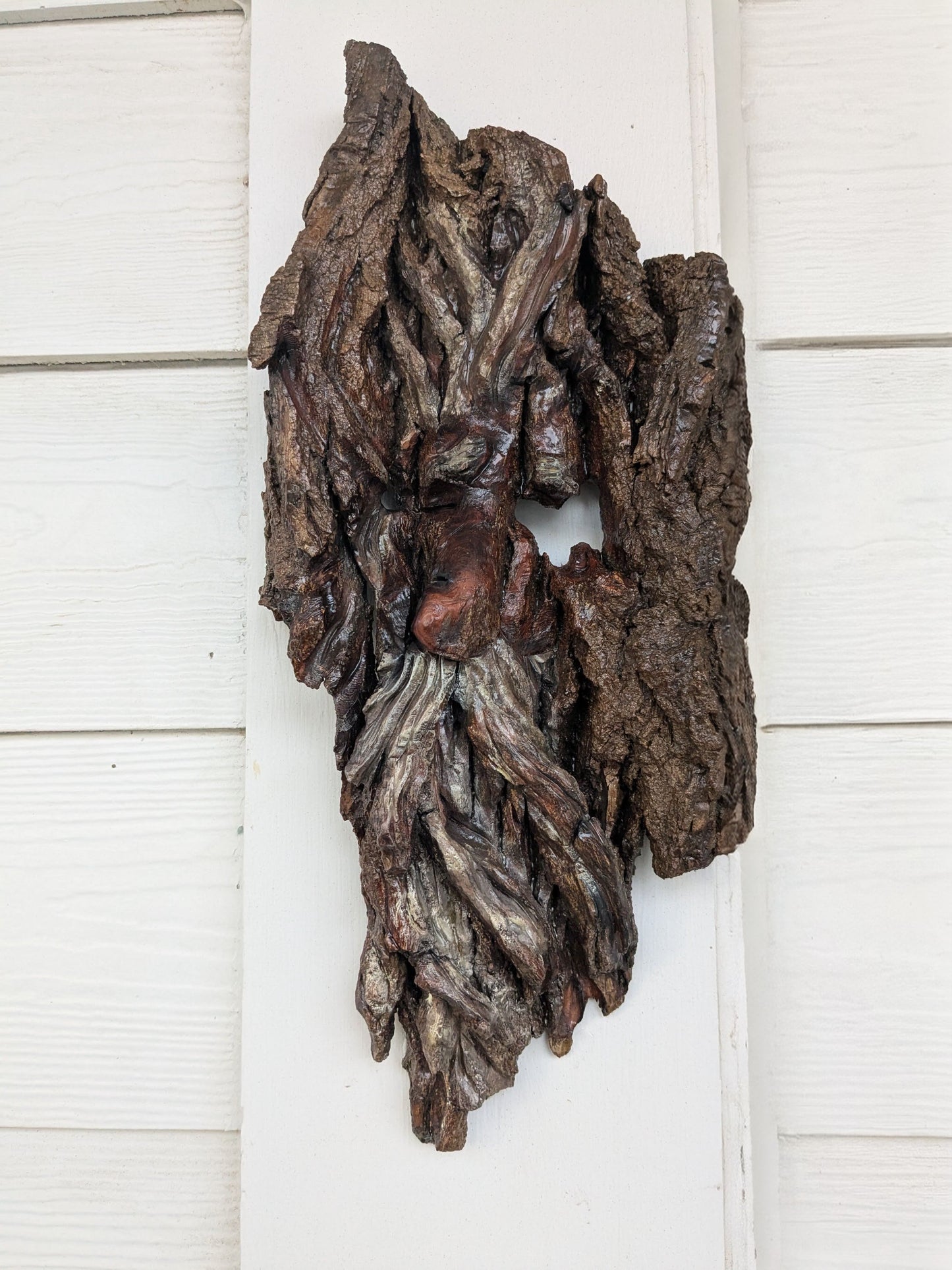 Hand Carved Tree Spirit in Natural Bark - "The King"