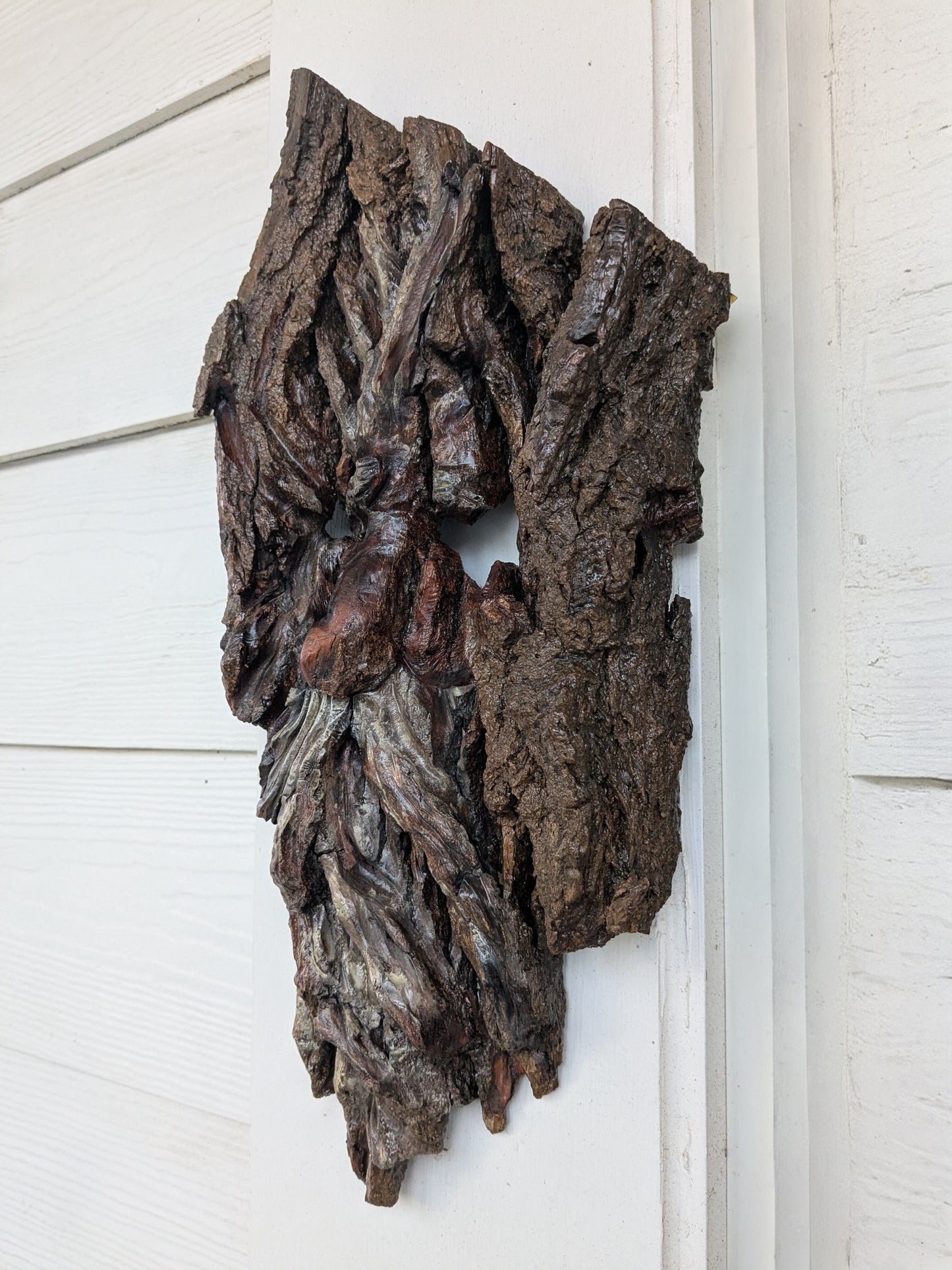 Hand Carved Tree Spirit in Natural Bark - "The King"