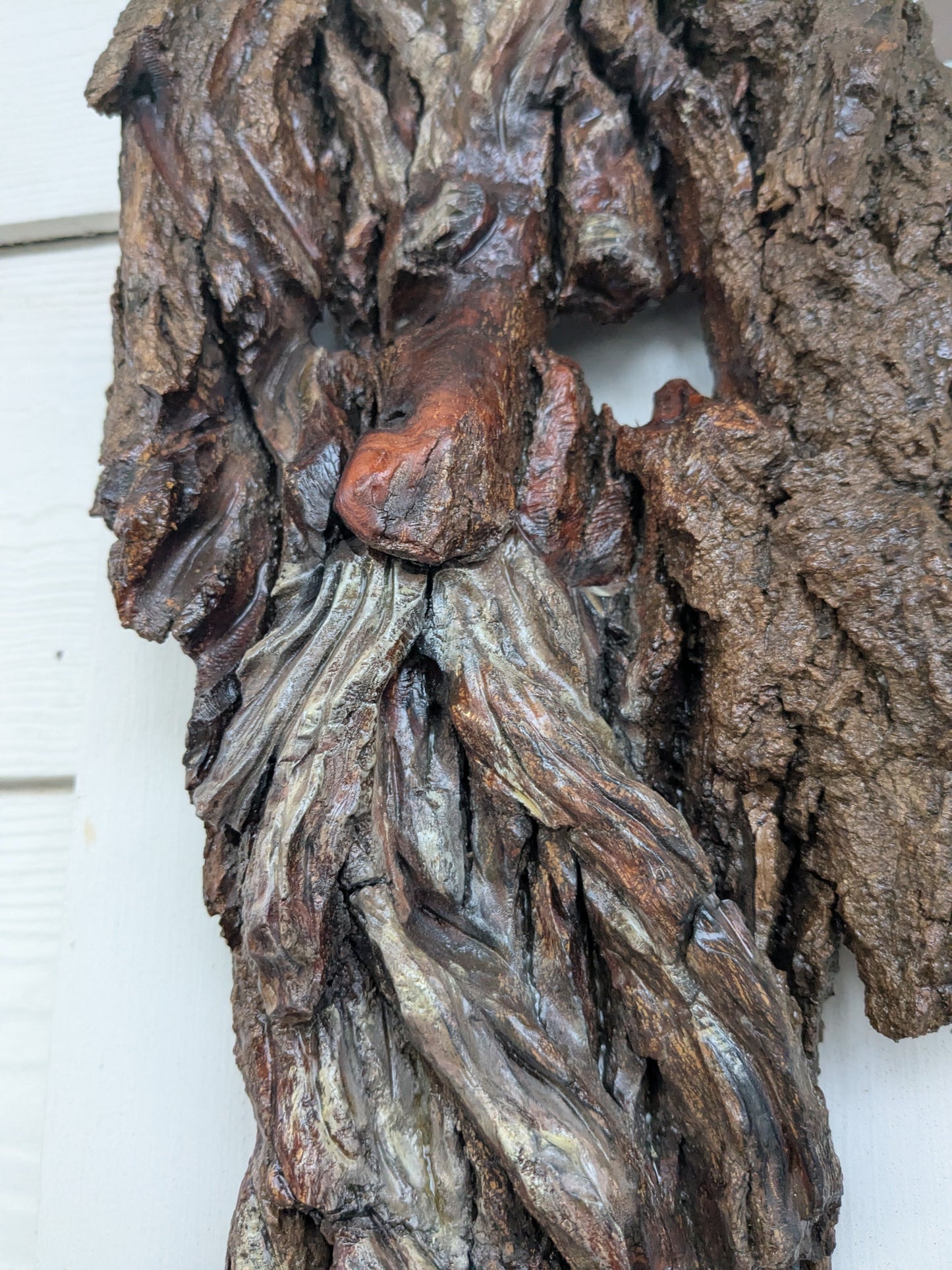 Hand Carved Tree Spirit in Natural Bark - "The King"