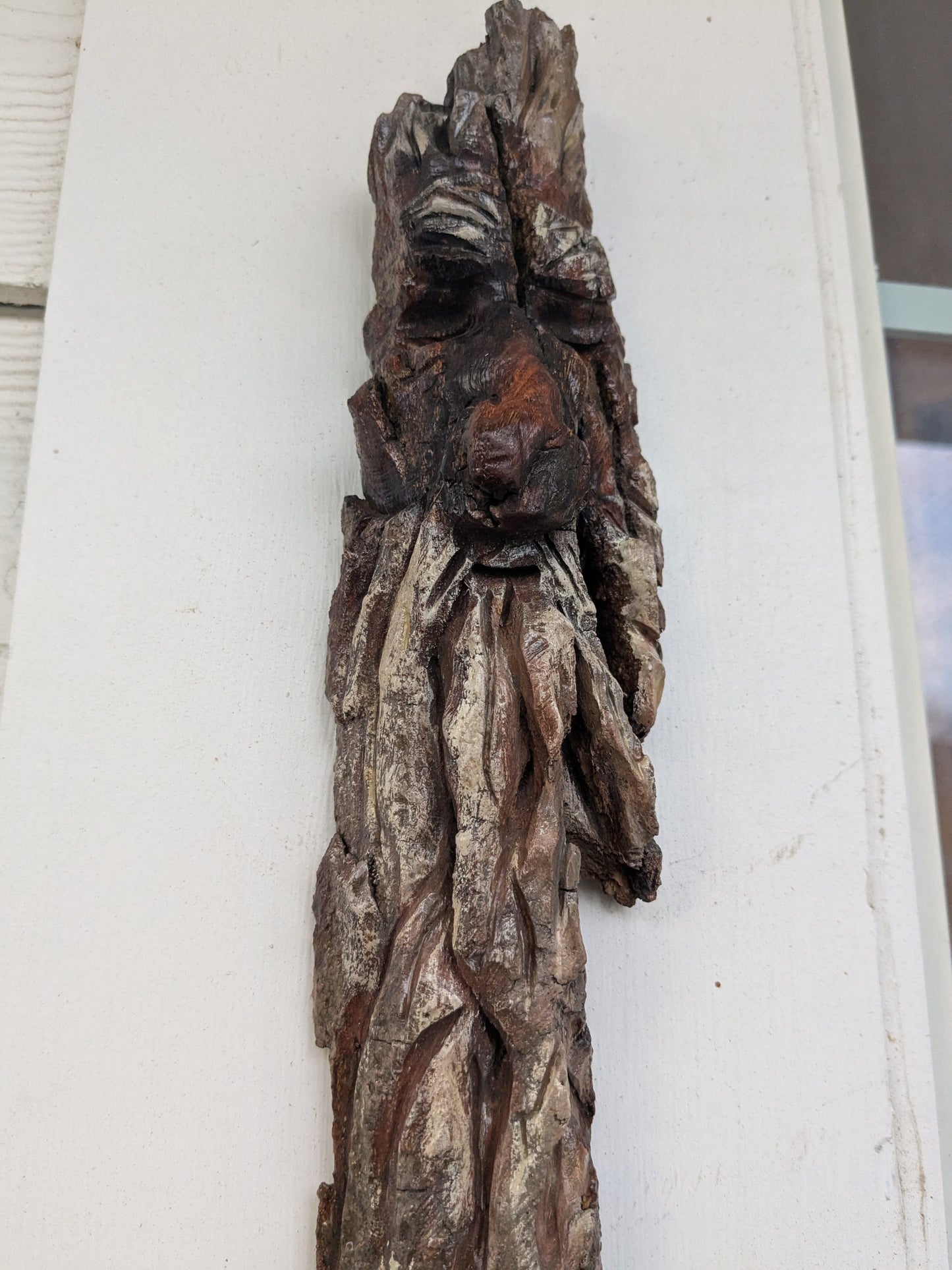 Hand Carved Tree Spirit in Natural Bark - "Troll"