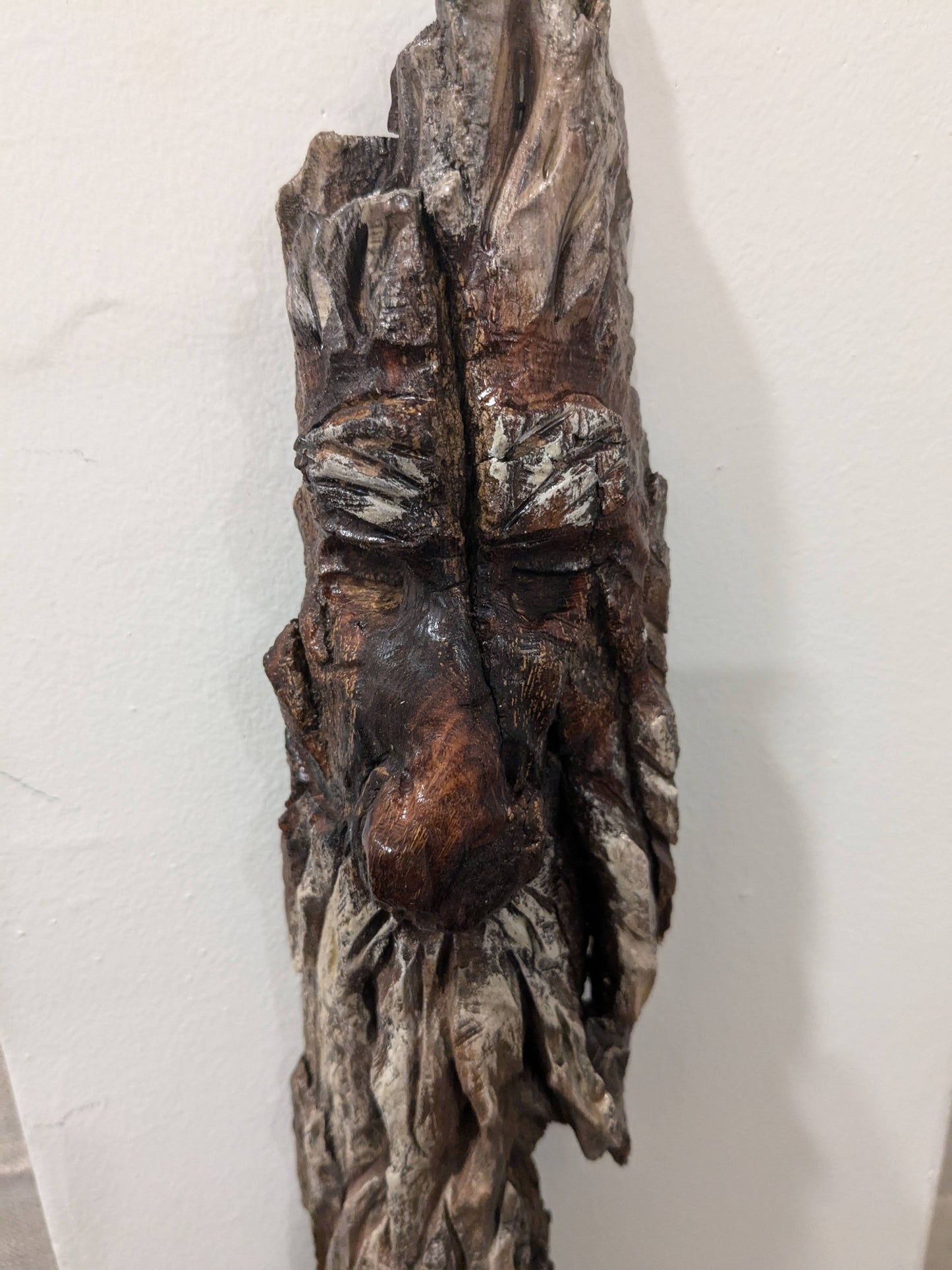 Hand Carved Tree Spirit in Natural Bark - "Troll"