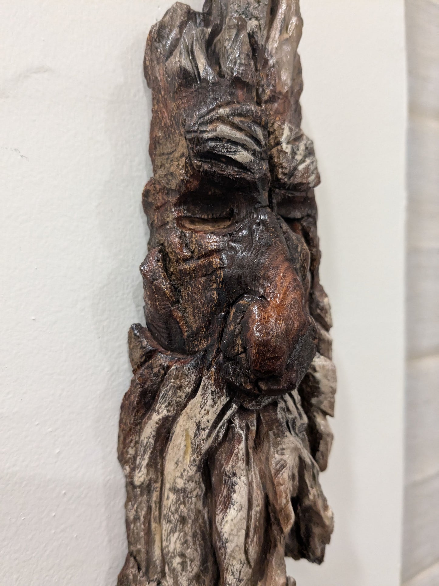 Hand Carved Tree Spirit in Natural Bark - "Troll"