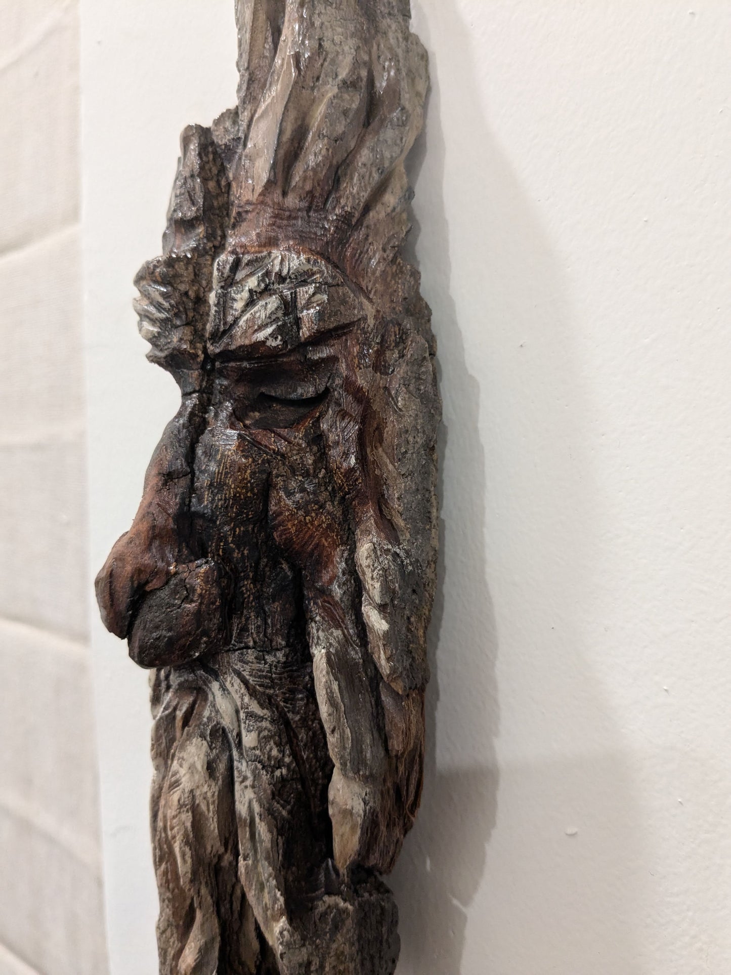 Hand Carved Tree Spirit in Natural Bark - "Troll"