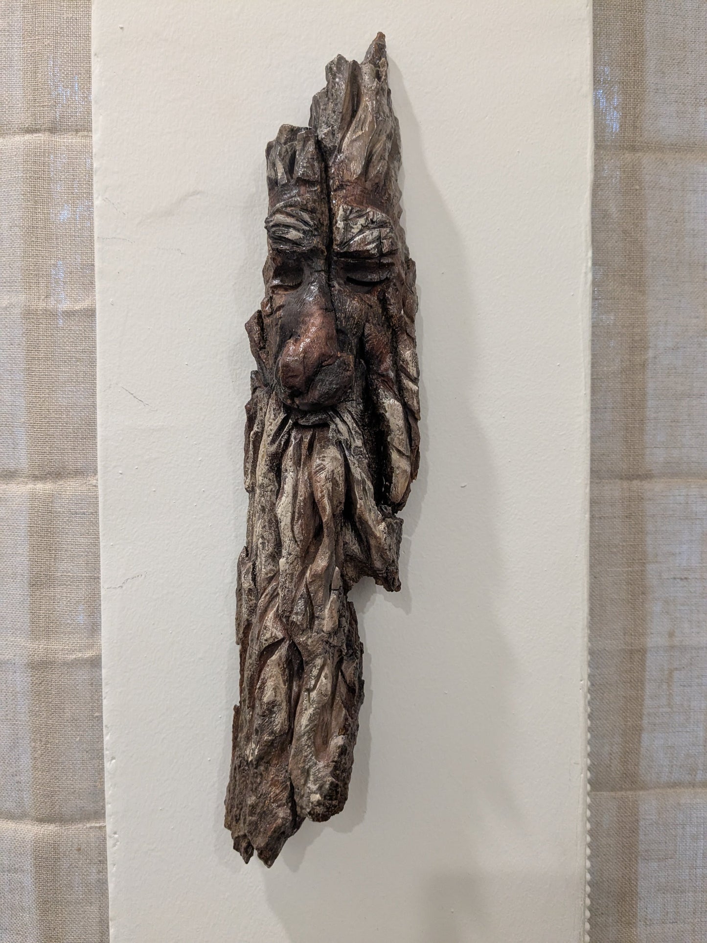 Hand Carved Tree Spirit in Natural Bark - "Troll"