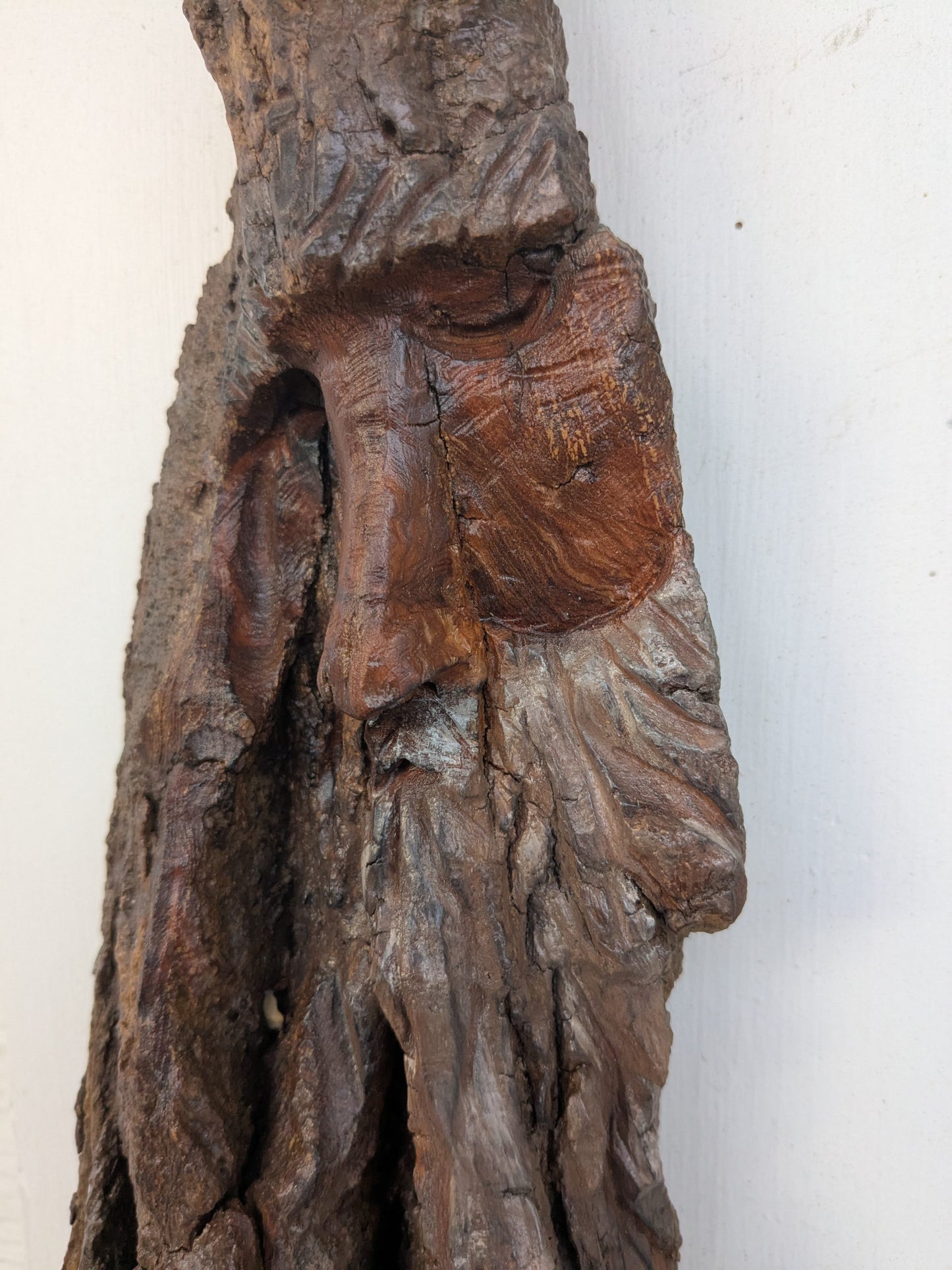 Hand Carved Tree Spirit in Natural Bark - "The Wizard"