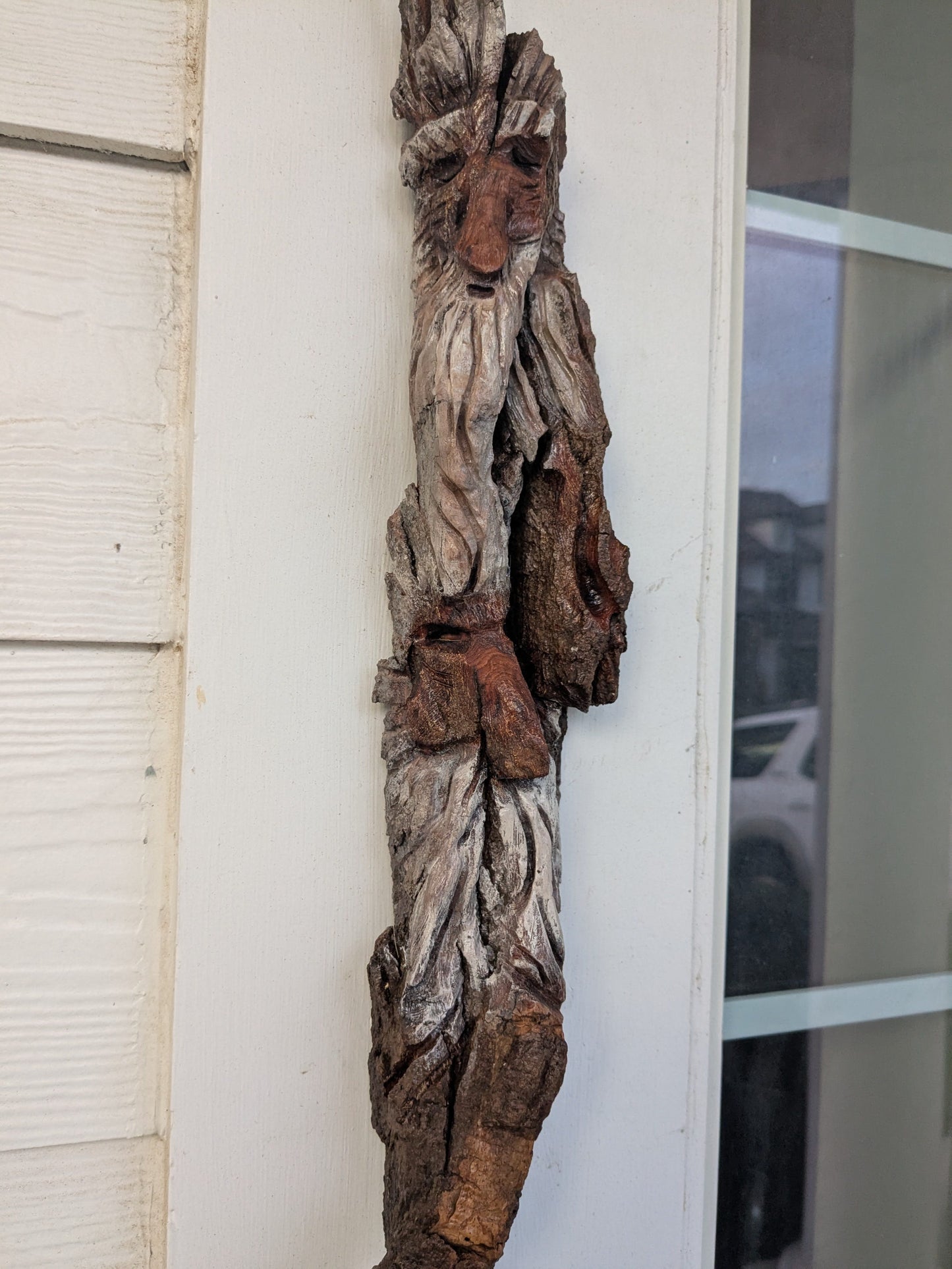 Hand Carved Tree Spirit in Natural Bark - "The Brothers"