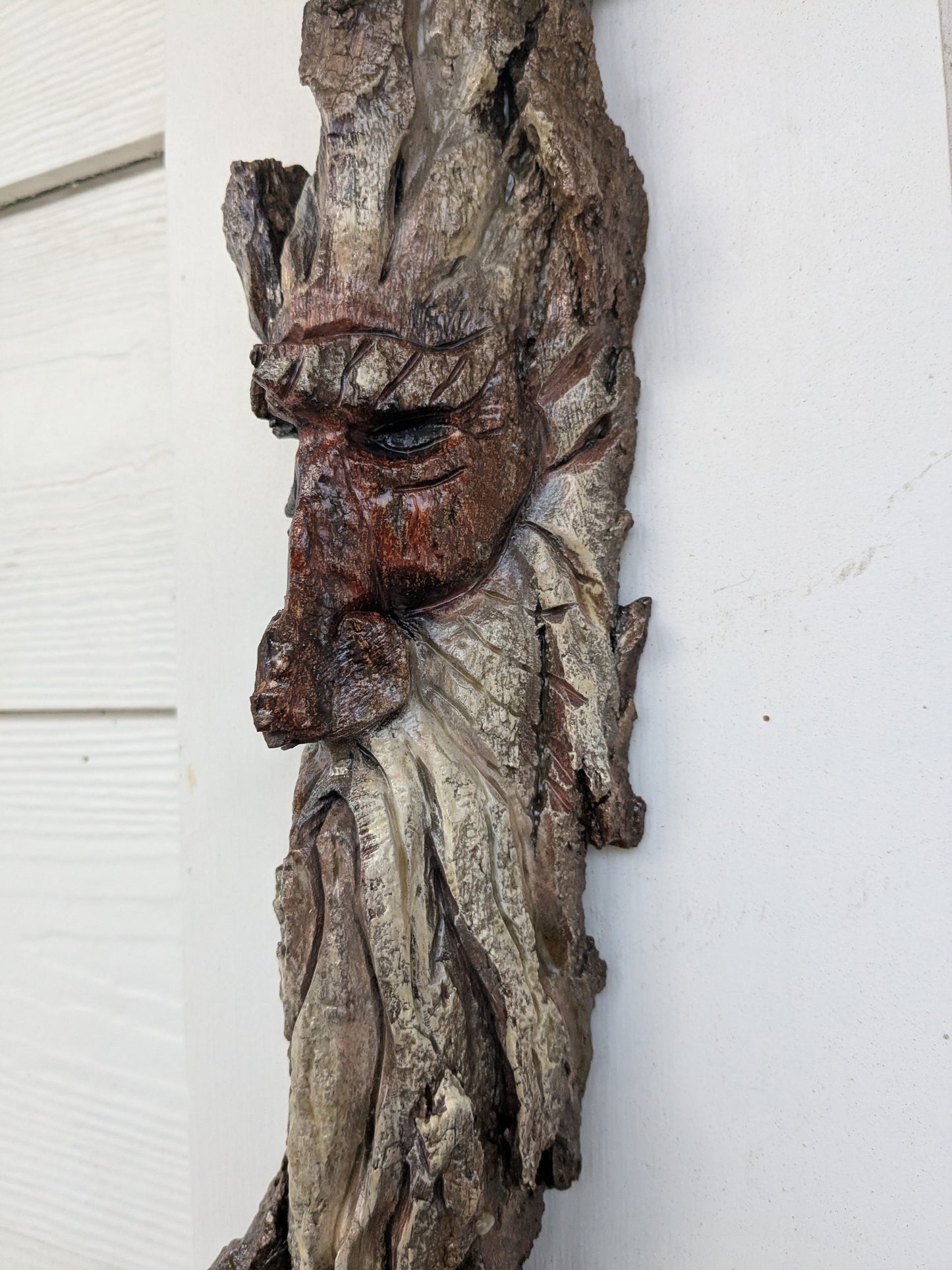 Hand Carved Tree Spirit in Natural Bark - "Winnow"