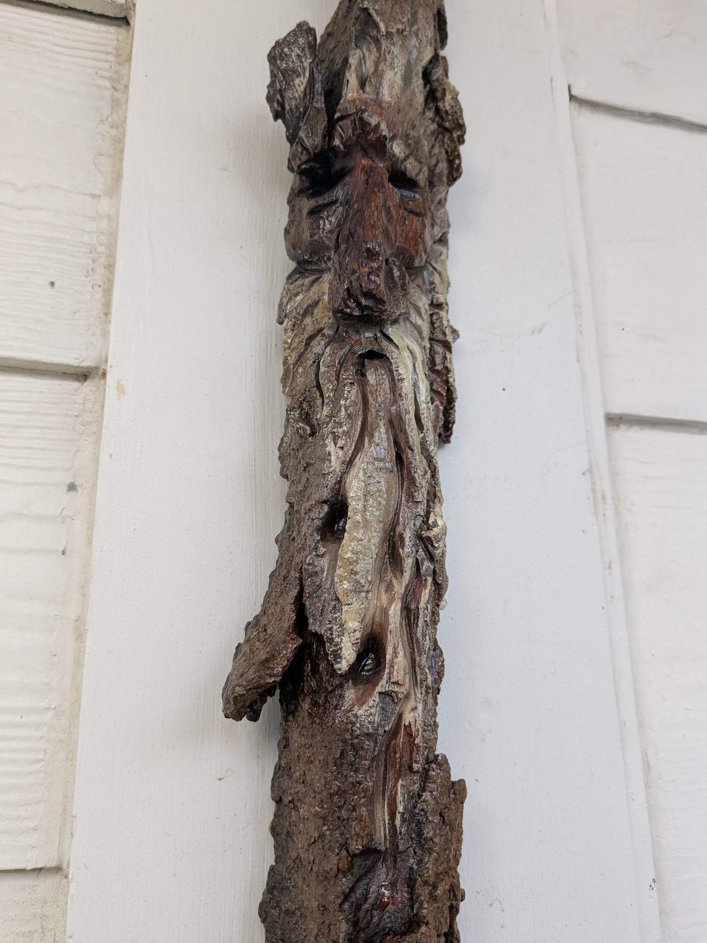 Hand Carved Tree Spirit in Natural Bark - "Winnow"