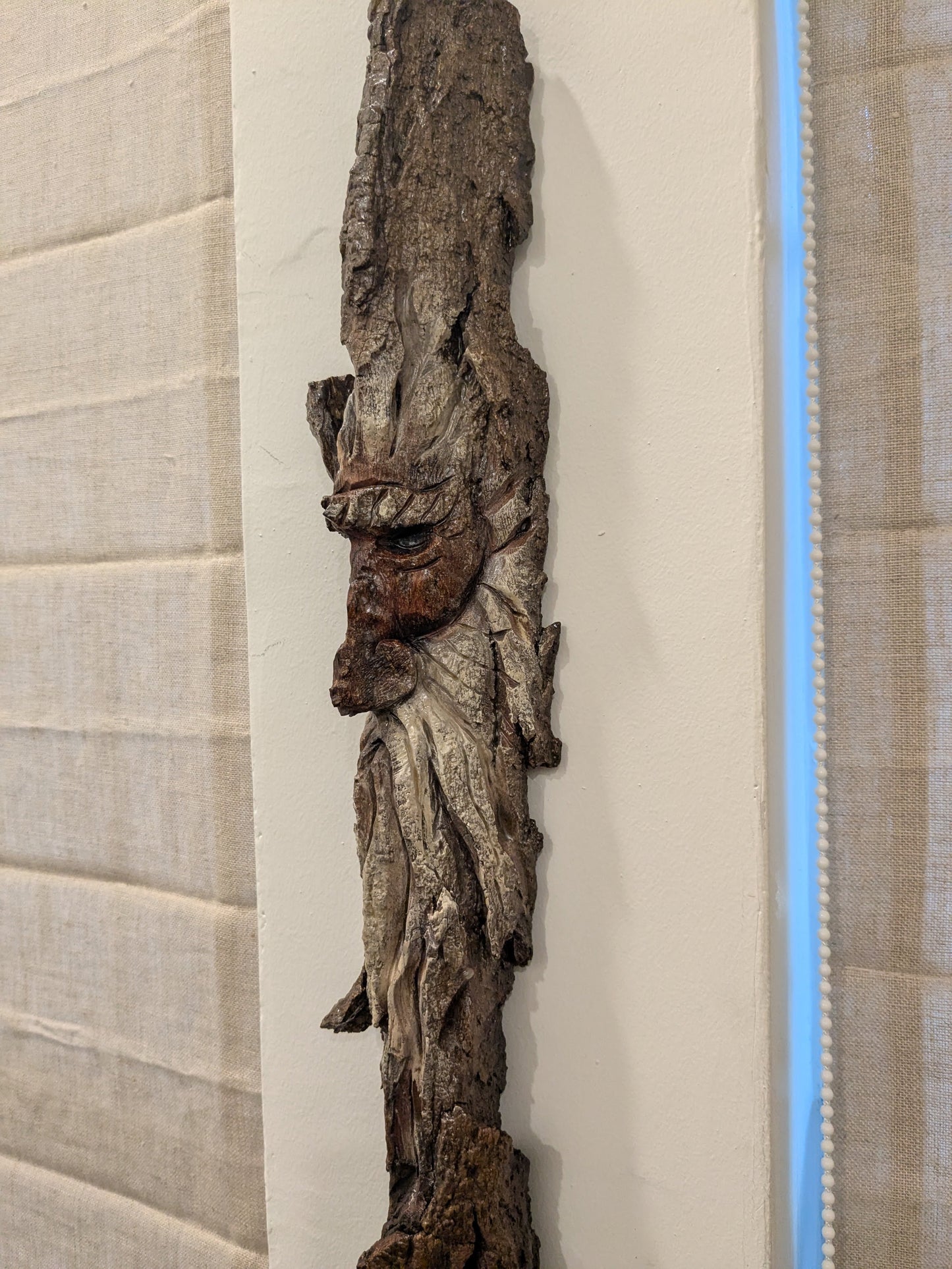 Hand Carved Tree Spirit in Natural Bark - "Winnow"