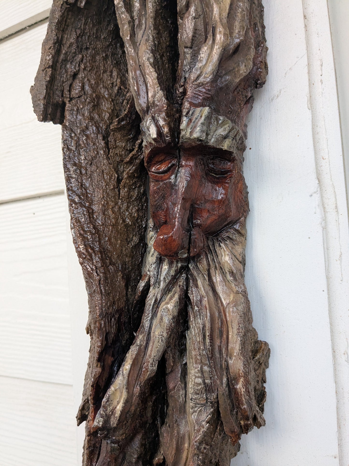 Hand Carved Tree Spirit in Natural Bark - "Ash"