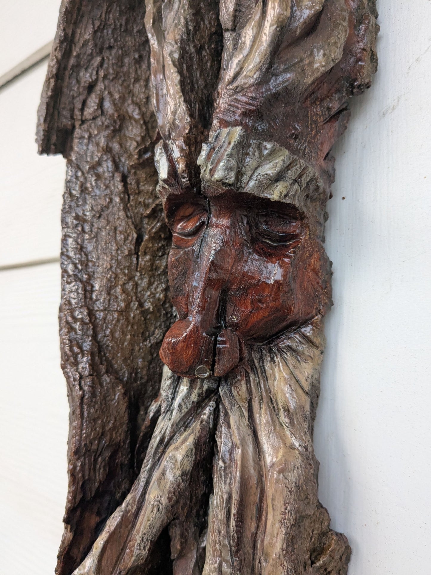Hand Carved Tree Spirit in Natural Bark - "Ash"