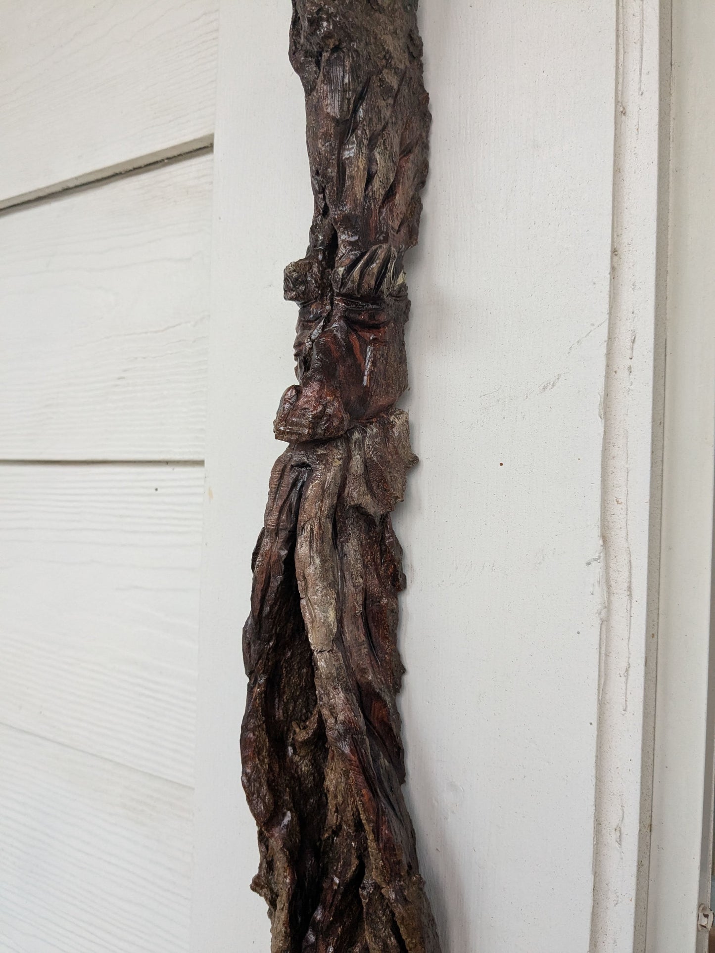 Hand Carved Tree Spirit in Natural Bark - "Wisp"