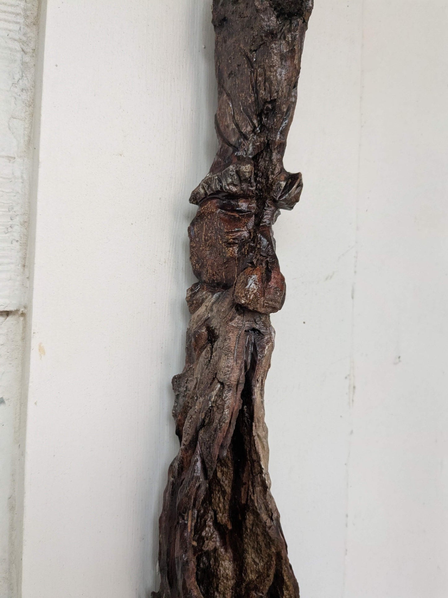 Hand Carved Tree Spirit in Natural Bark - "Wisp"