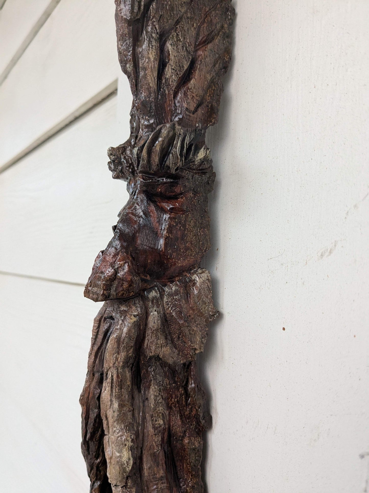 Hand Carved Tree Spirit in Natural Bark - "Wisp"