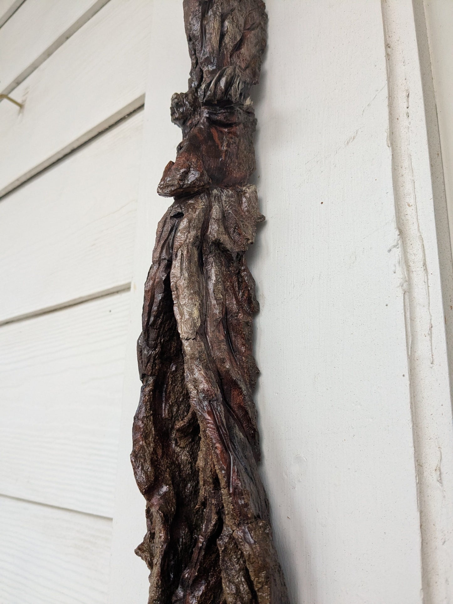 Hand Carved Tree Spirit in Natural Bark - "Wisp"