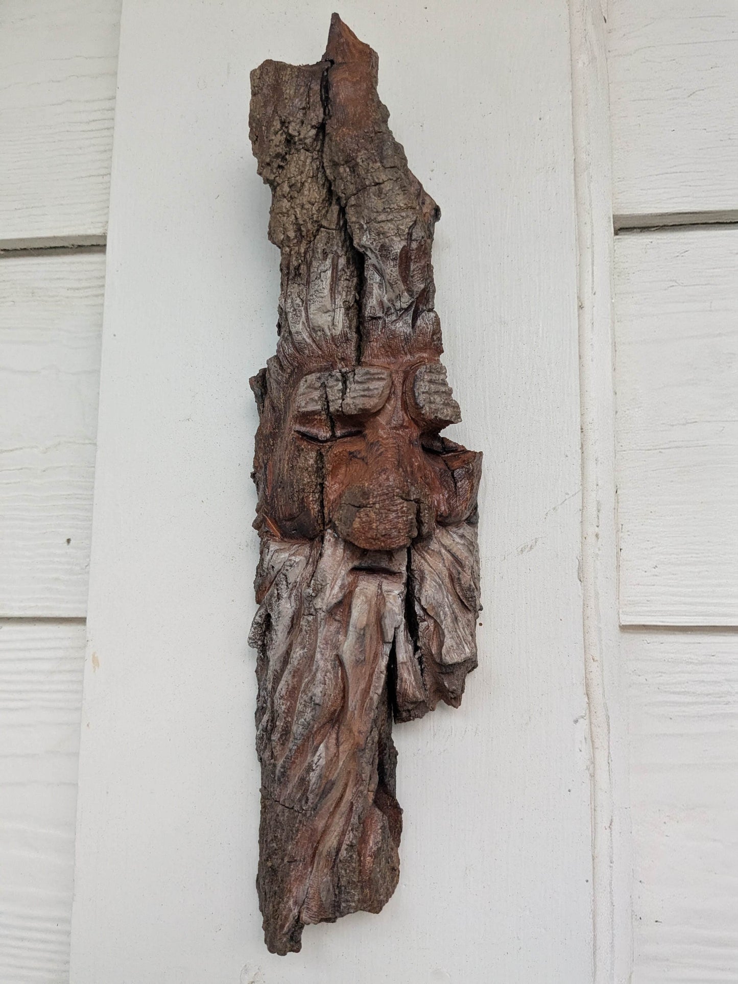 Hand Carved Tree Spirit in Natural Bark - "Elder"