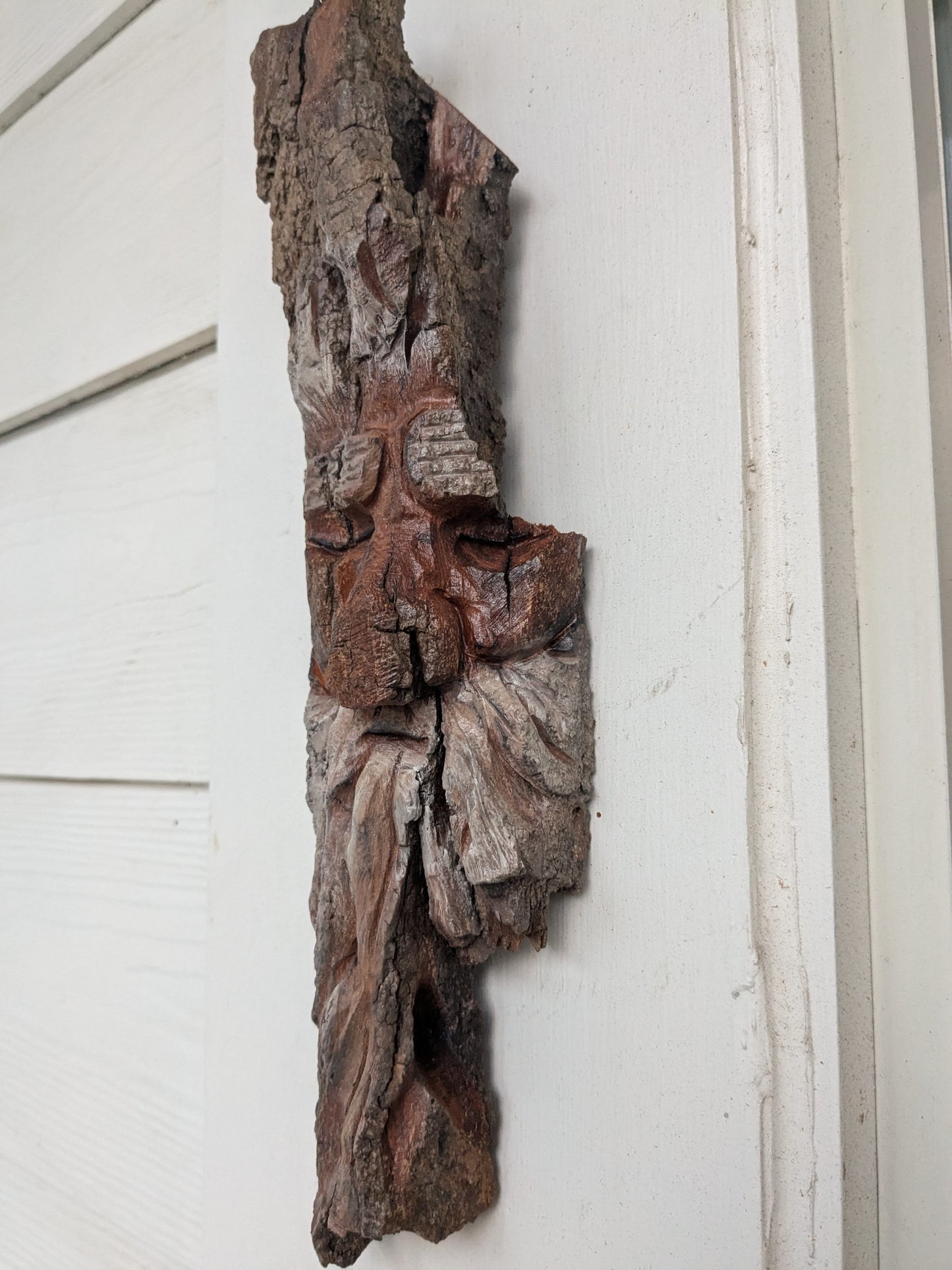 Hand Carved Tree Spirit in Natural Bark - "Elder"