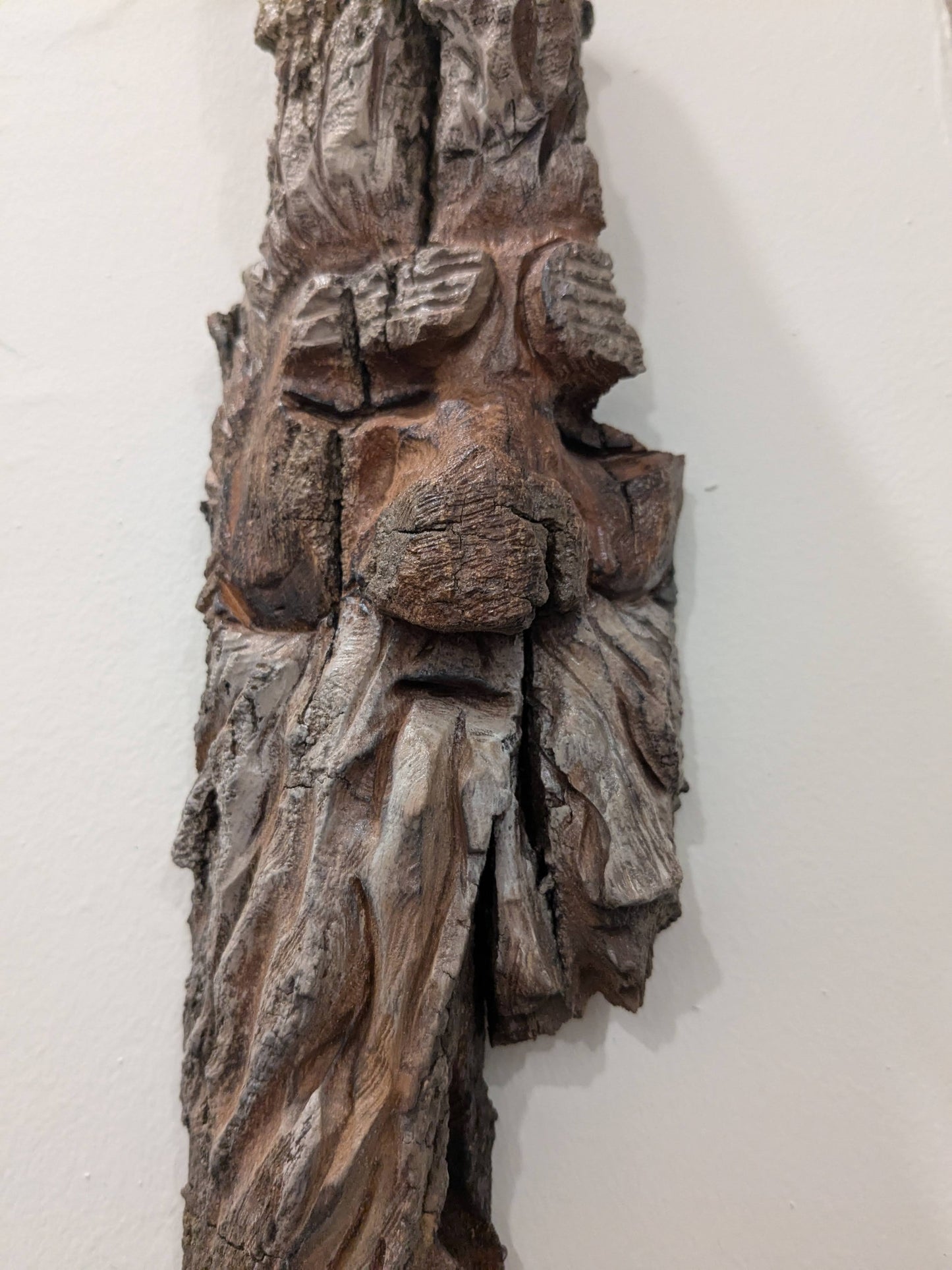 Hand Carved Tree Spirit in Natural Bark - "Elder"