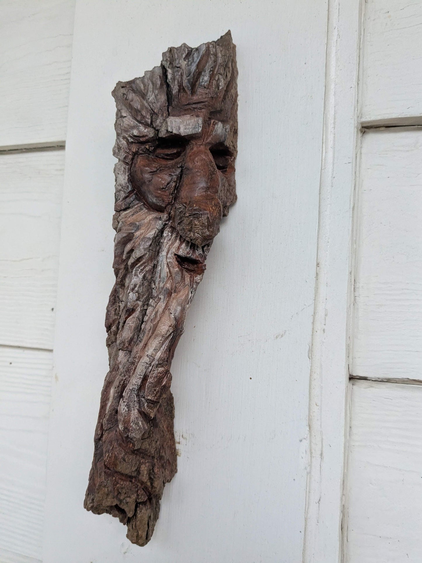 Hand Carved Tree Spirit in Natural Bark - "Saltus"