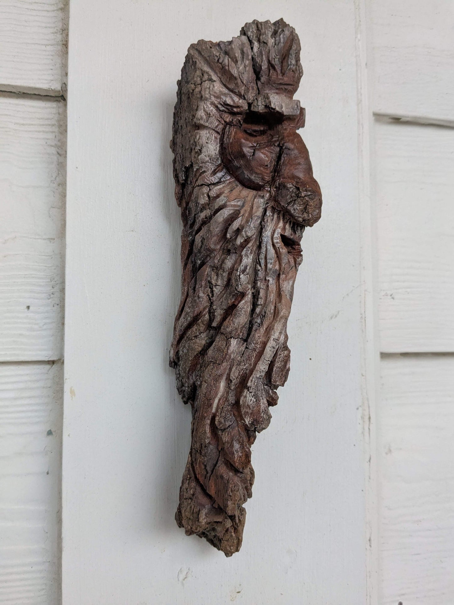 Hand Carved Tree Spirit in Natural Bark - "Saltus"