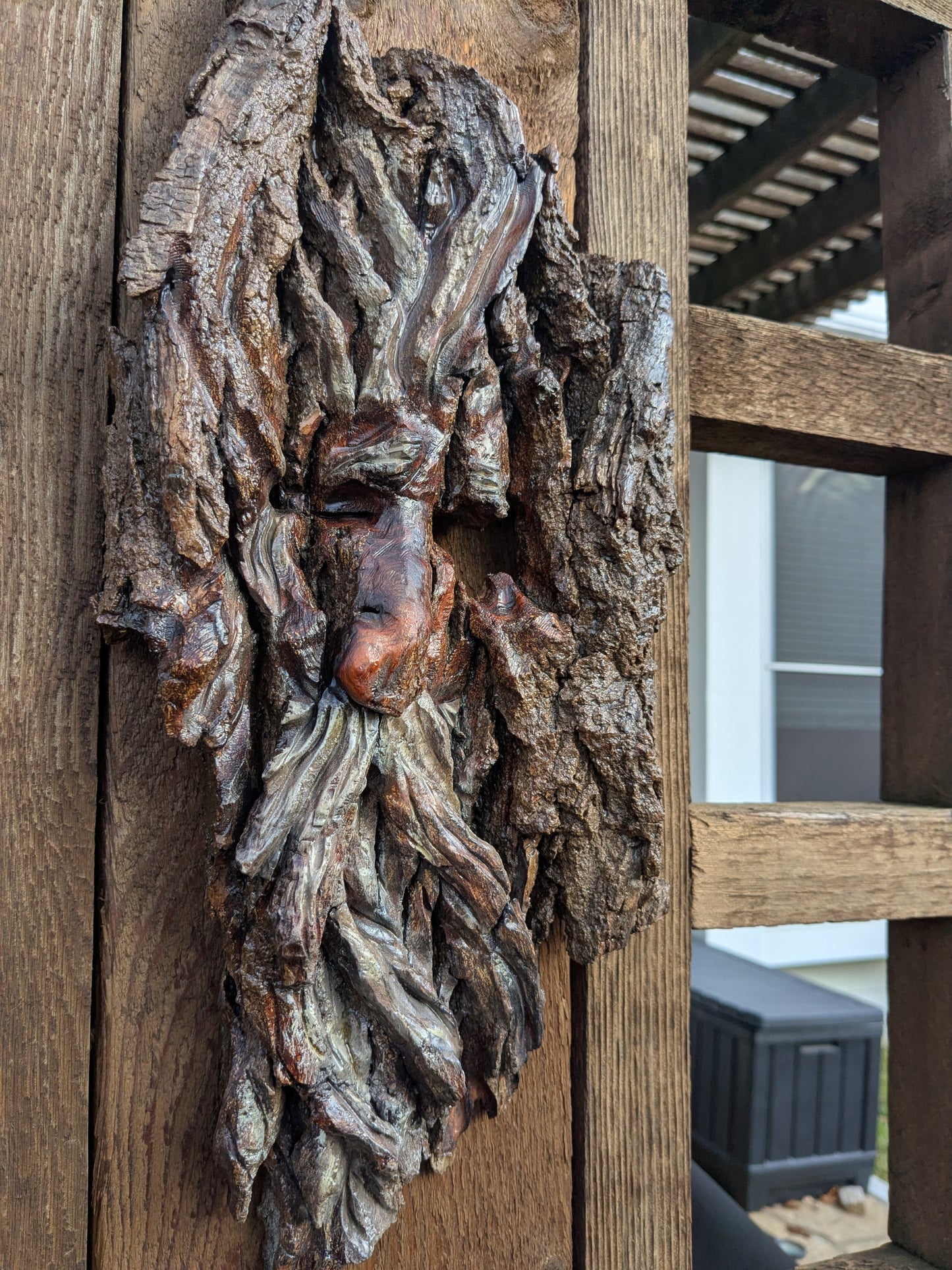 Hand Carved Tree Spirit in Natural Bark - "The King"