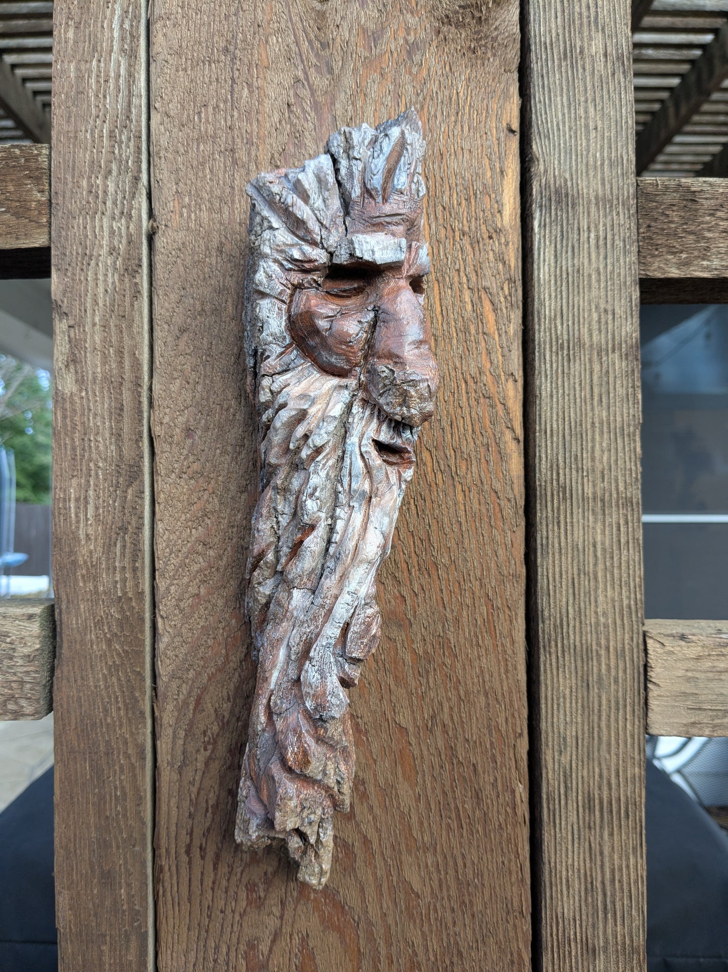 Hand Carved Tree Spirit in Natural Bark - "Saltus"