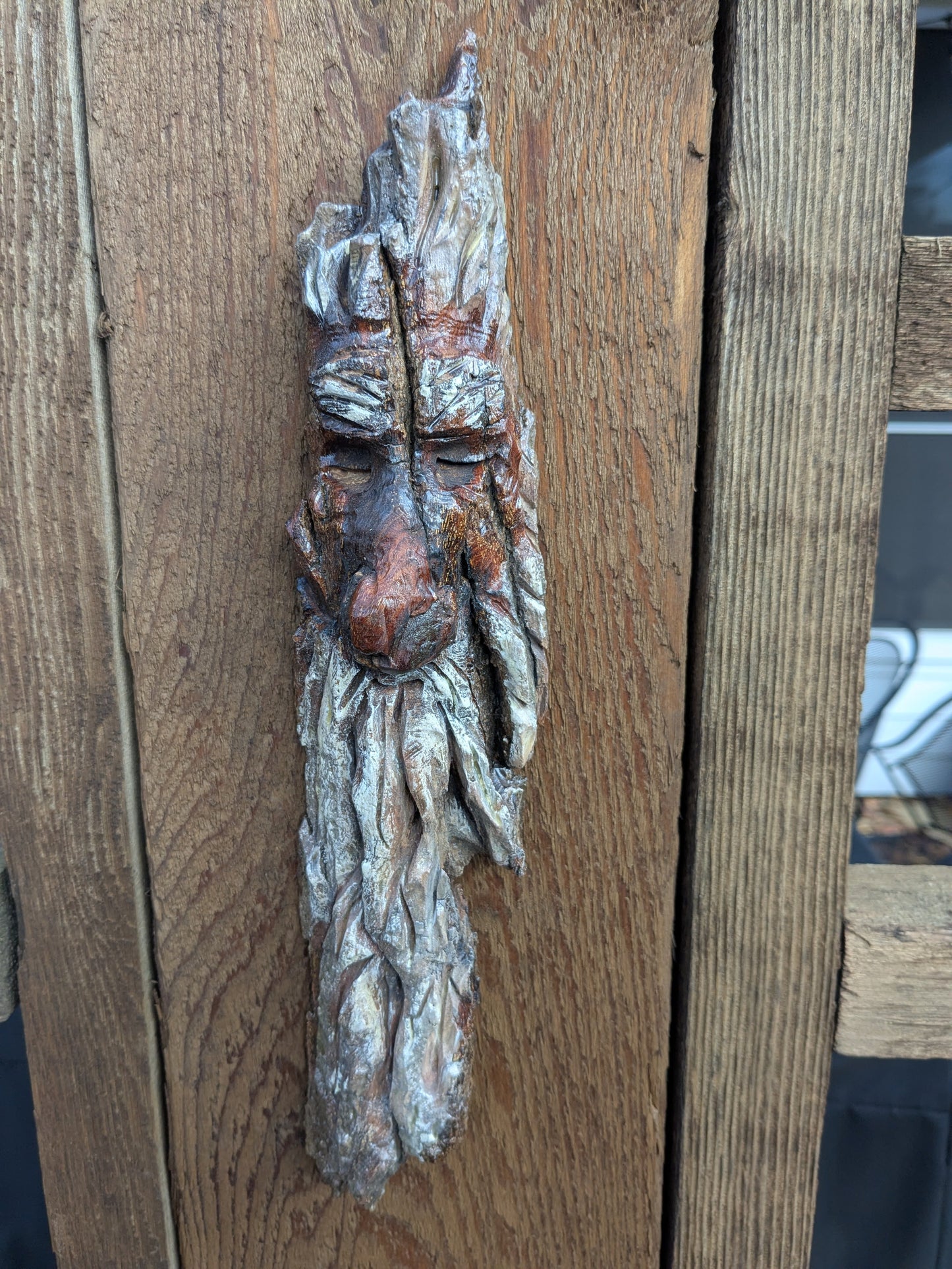 Hand Carved Tree Spirit in Natural Bark - "Troll"