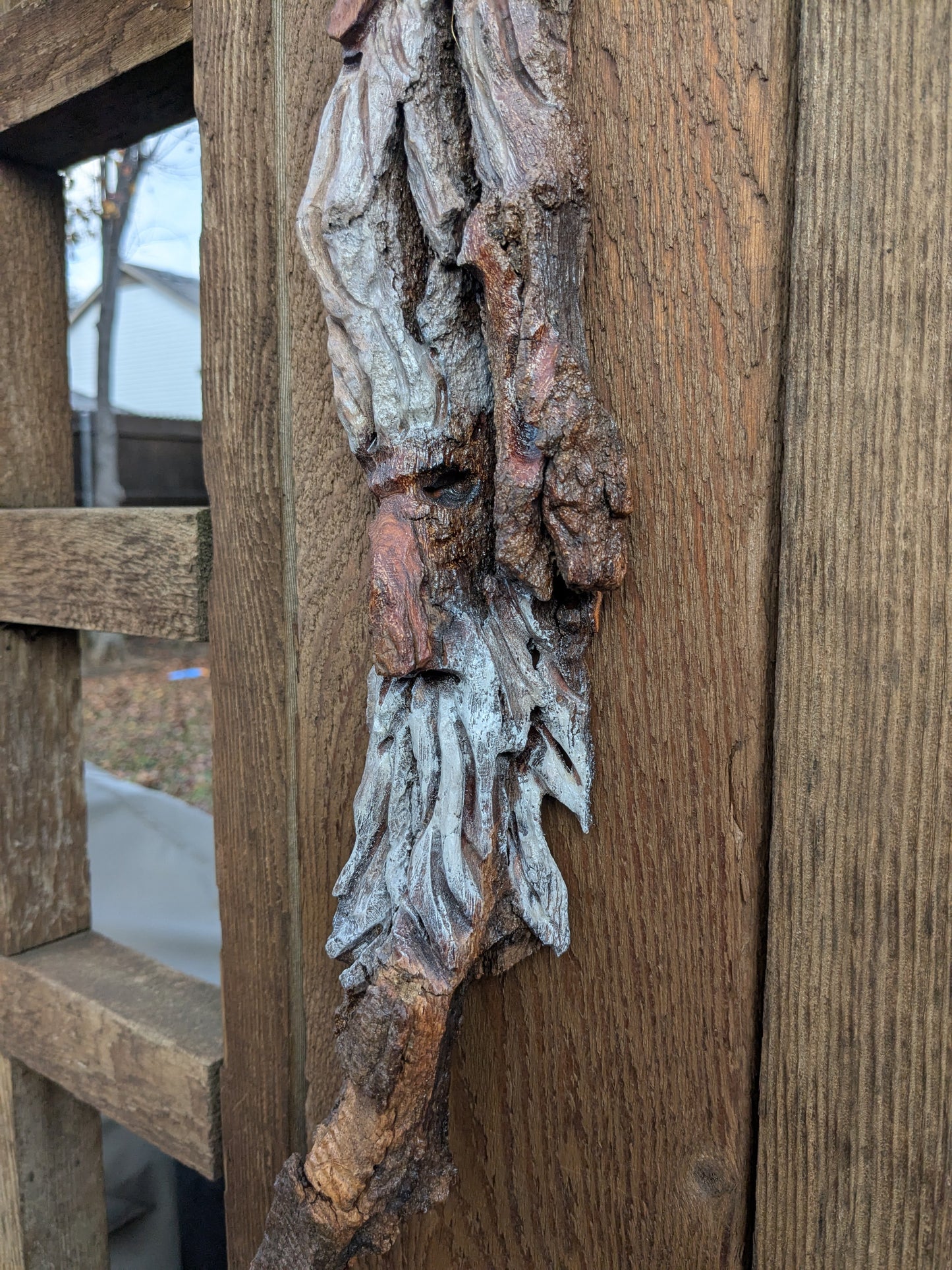 Hand Carved Tree Spirit in Natural Bark - "The Brothers"