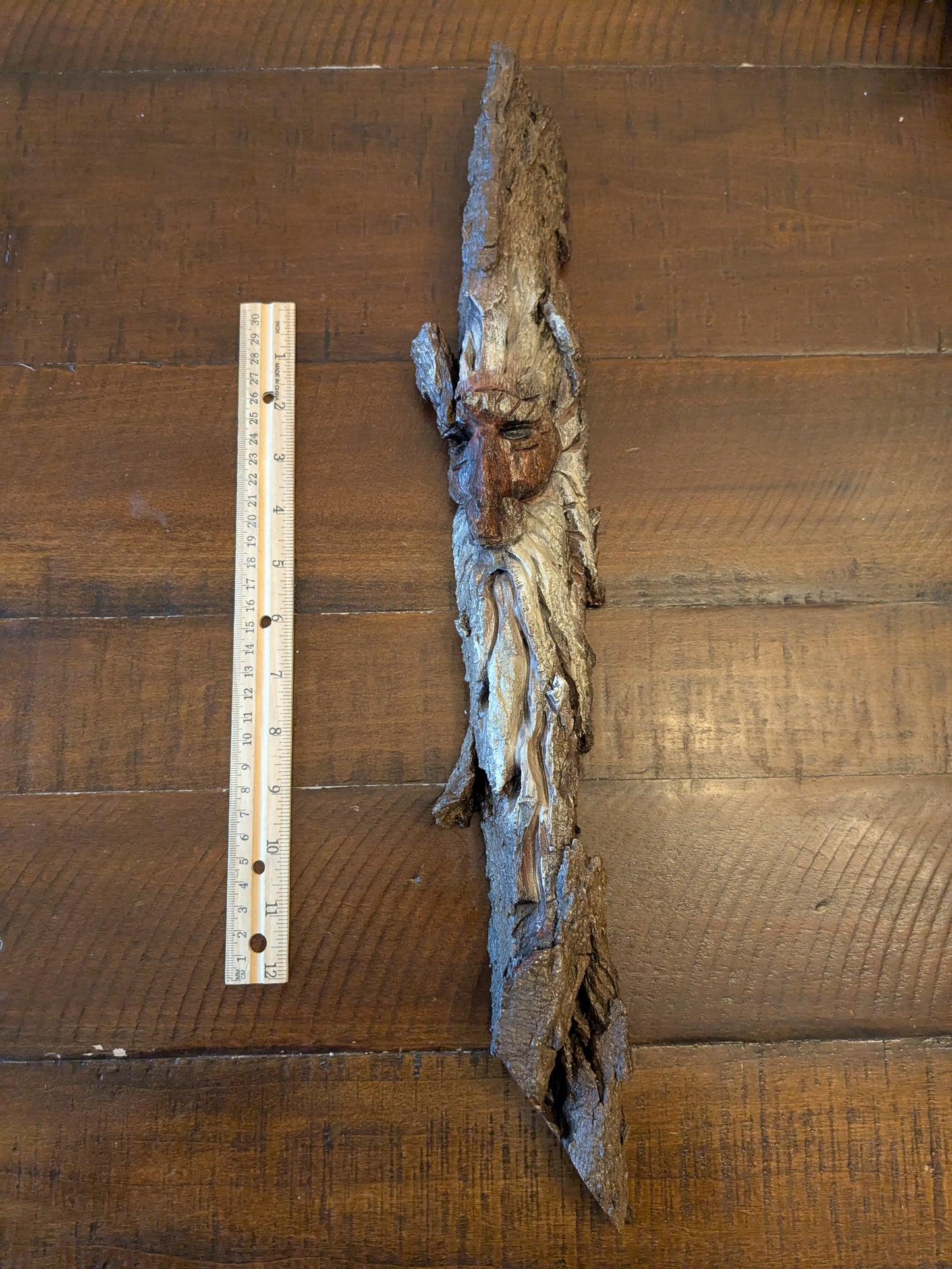 Hand Carved Tree Spirit in Natural Bark - "Winnow"