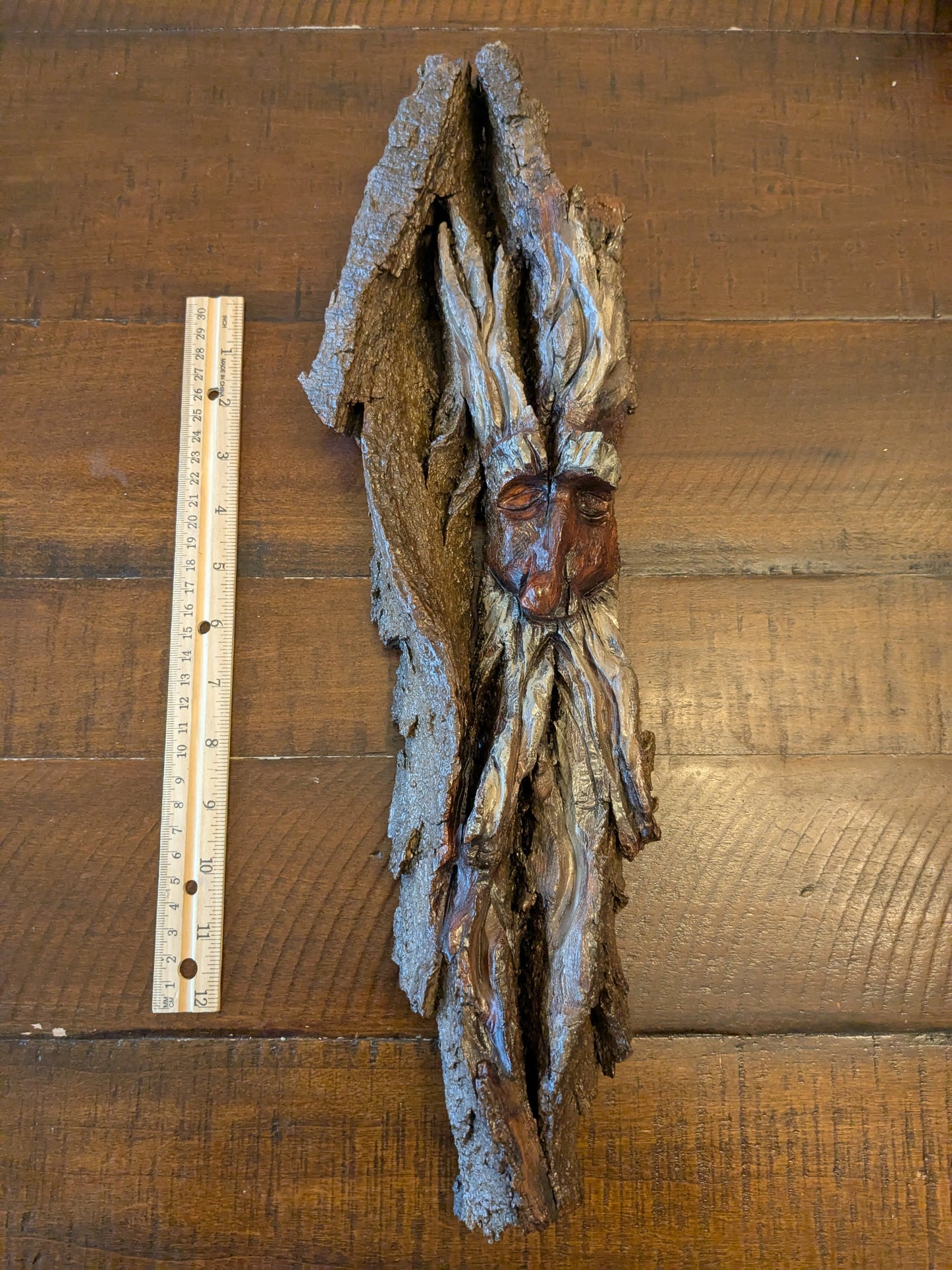 Hand Carved Tree Spirit in Natural Bark - "Ash"