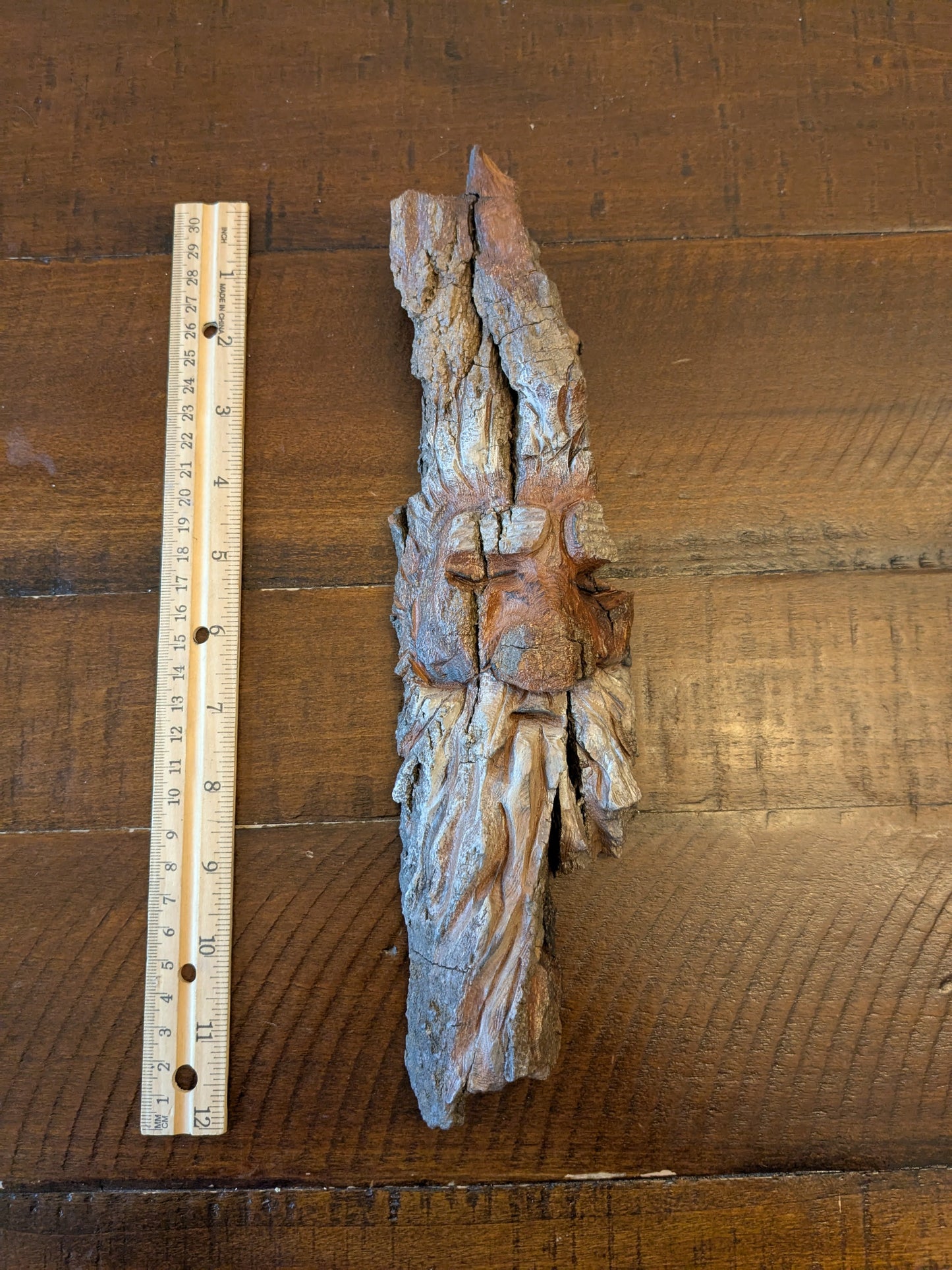 Hand Carved Tree Spirit in Natural Bark - "Elder"