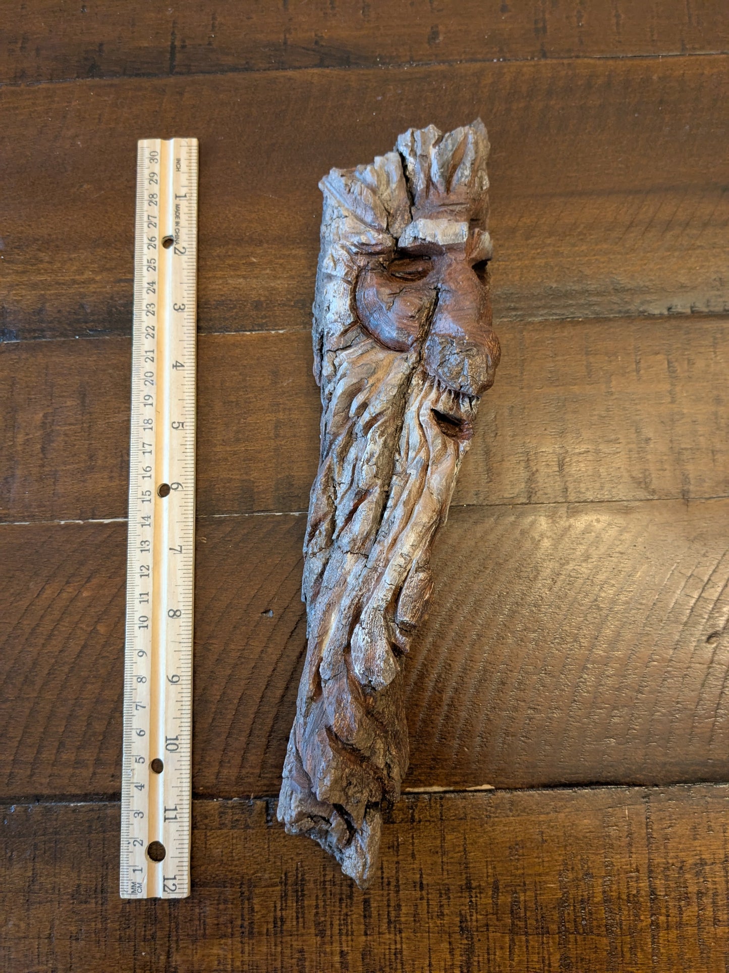 Hand Carved Tree Spirit in Natural Bark - "Saltus"