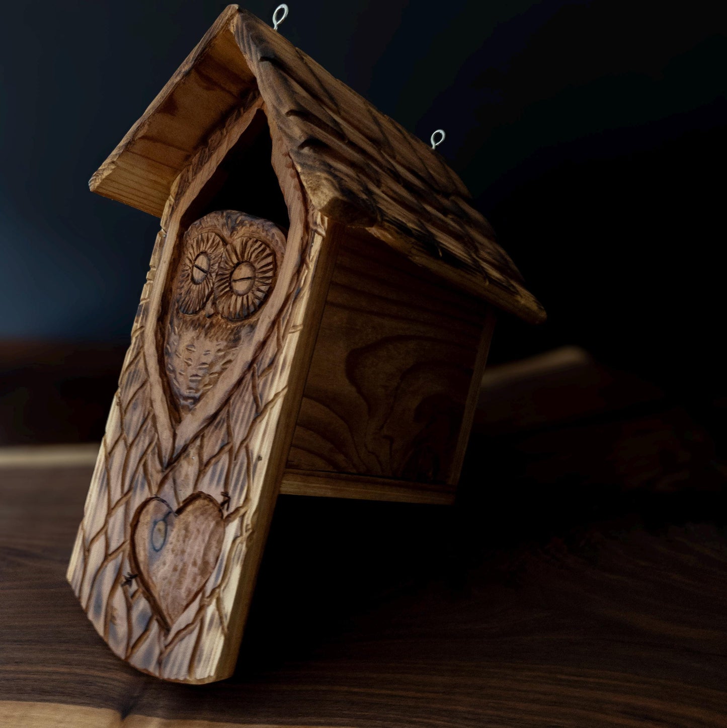 The Owl Guardian #2 | Cedar Birdhouse & Custom Heart