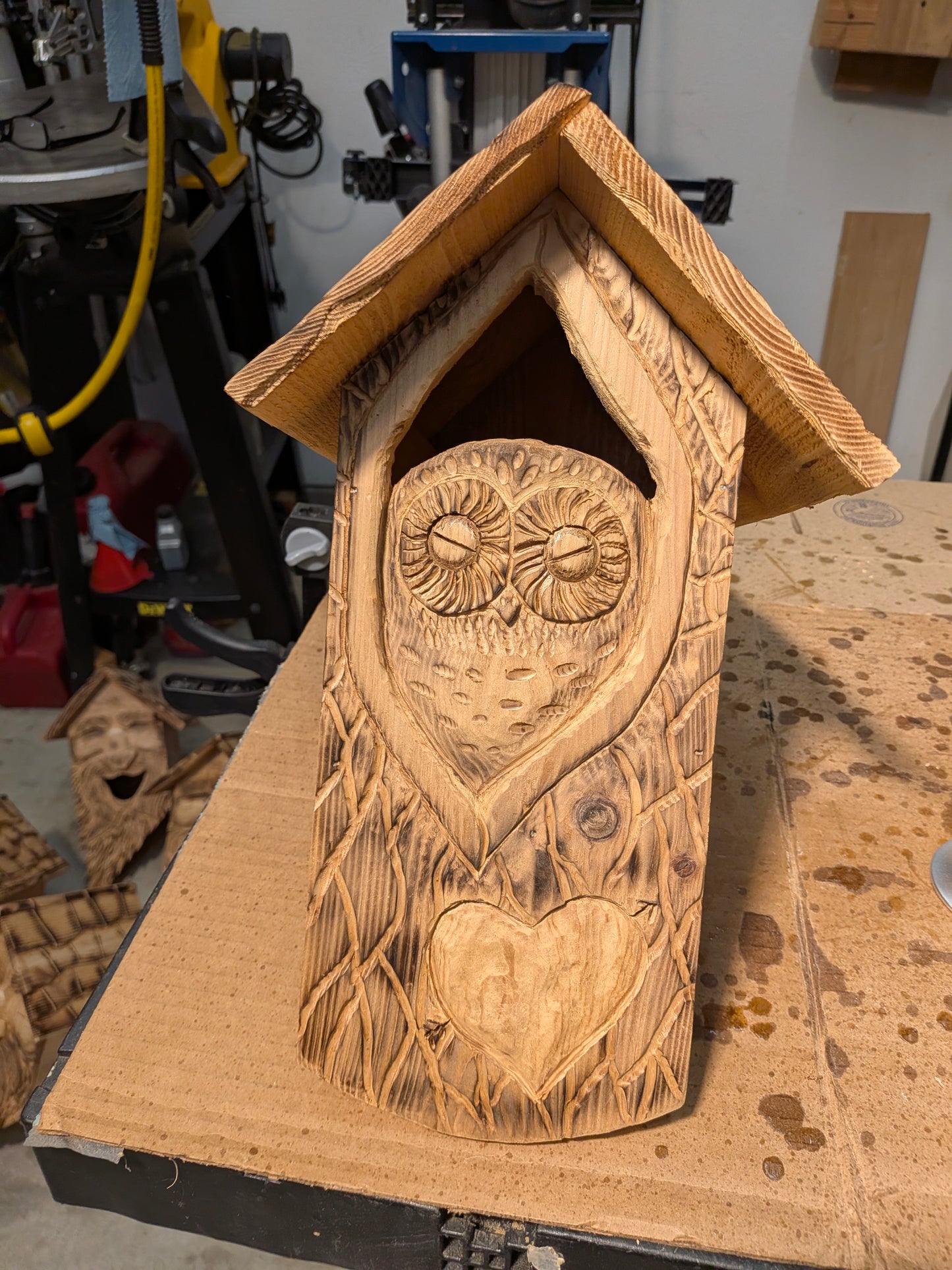 The Owl Guardian | Cedar Birdhouse & Custom Heart