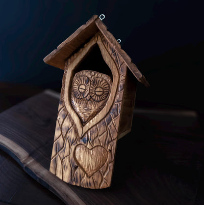 The Owl Guardian #1 | Cedar Birdhouse & Custom Heart