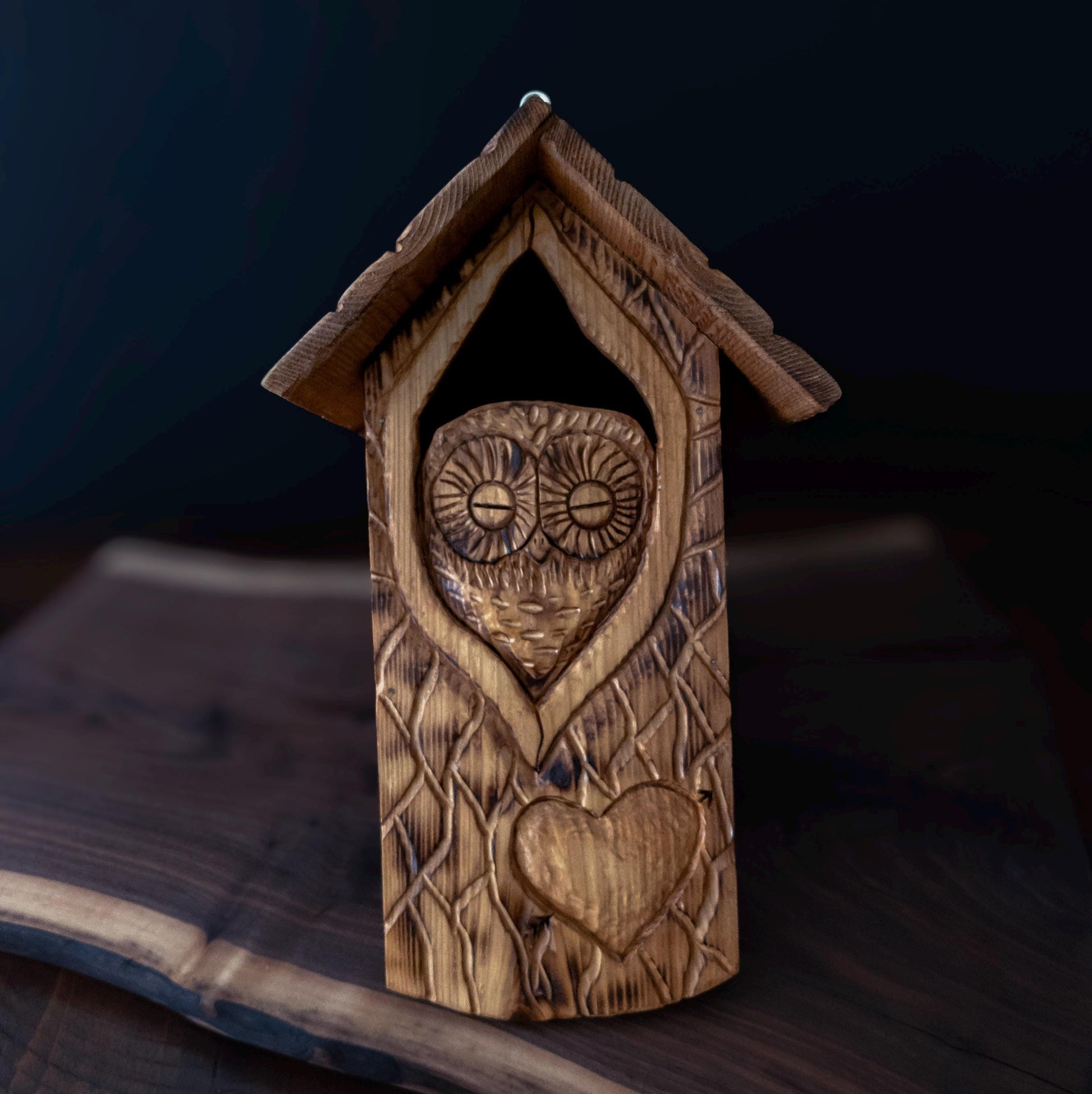 The Owl Guardian #1 | Cedar Birdhouse & Custom Heart