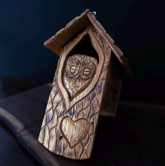 The Owl Guardian #1 | Cedar Birdhouse & Custom Heart