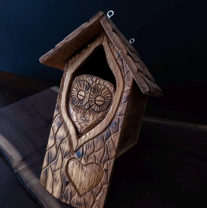 The Owl Guardian #1 | Cedar Birdhouse & Custom Heart