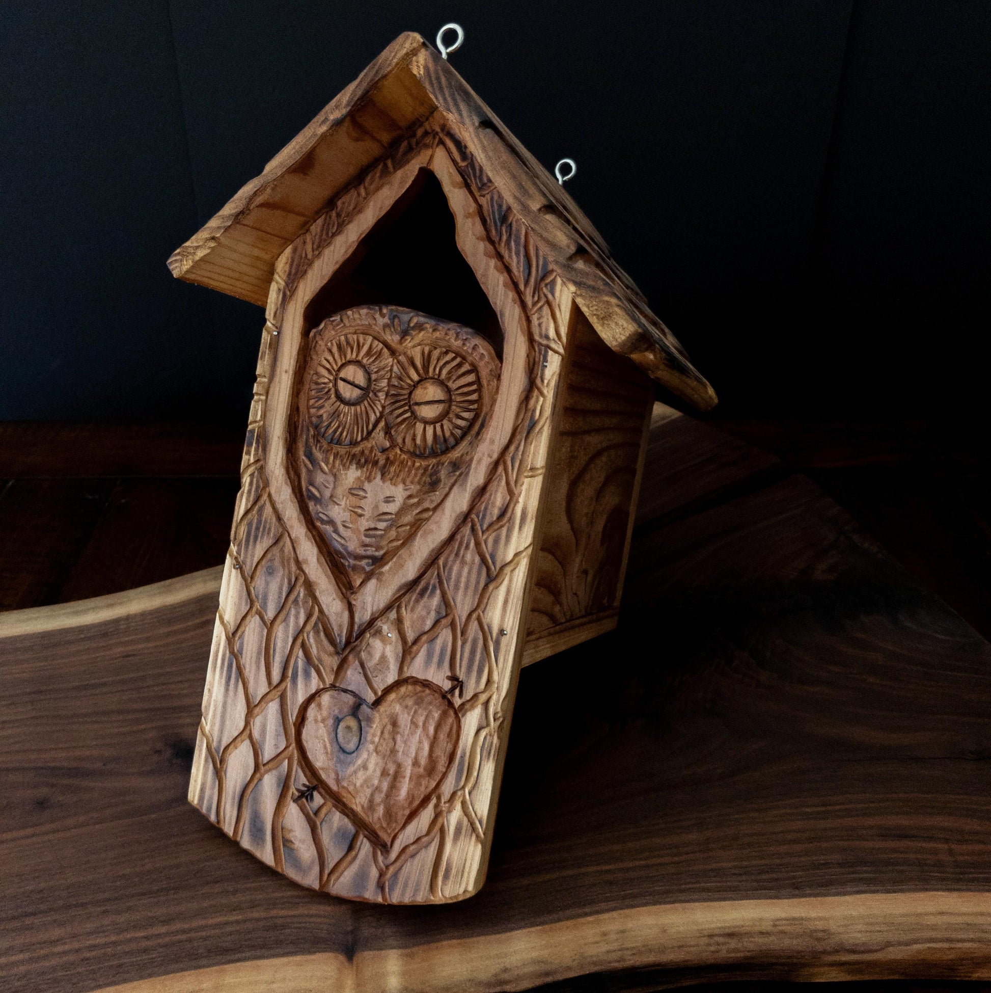 The Owl Guardian #2 | Cedar Birdhouse & Custom Heart
