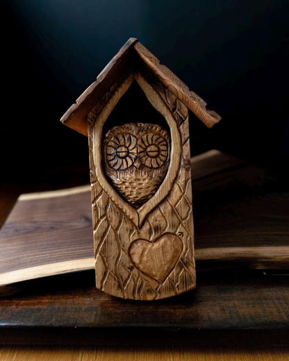 The Owl Guardian #5 | Cedar Birdhouse & Custom Heart