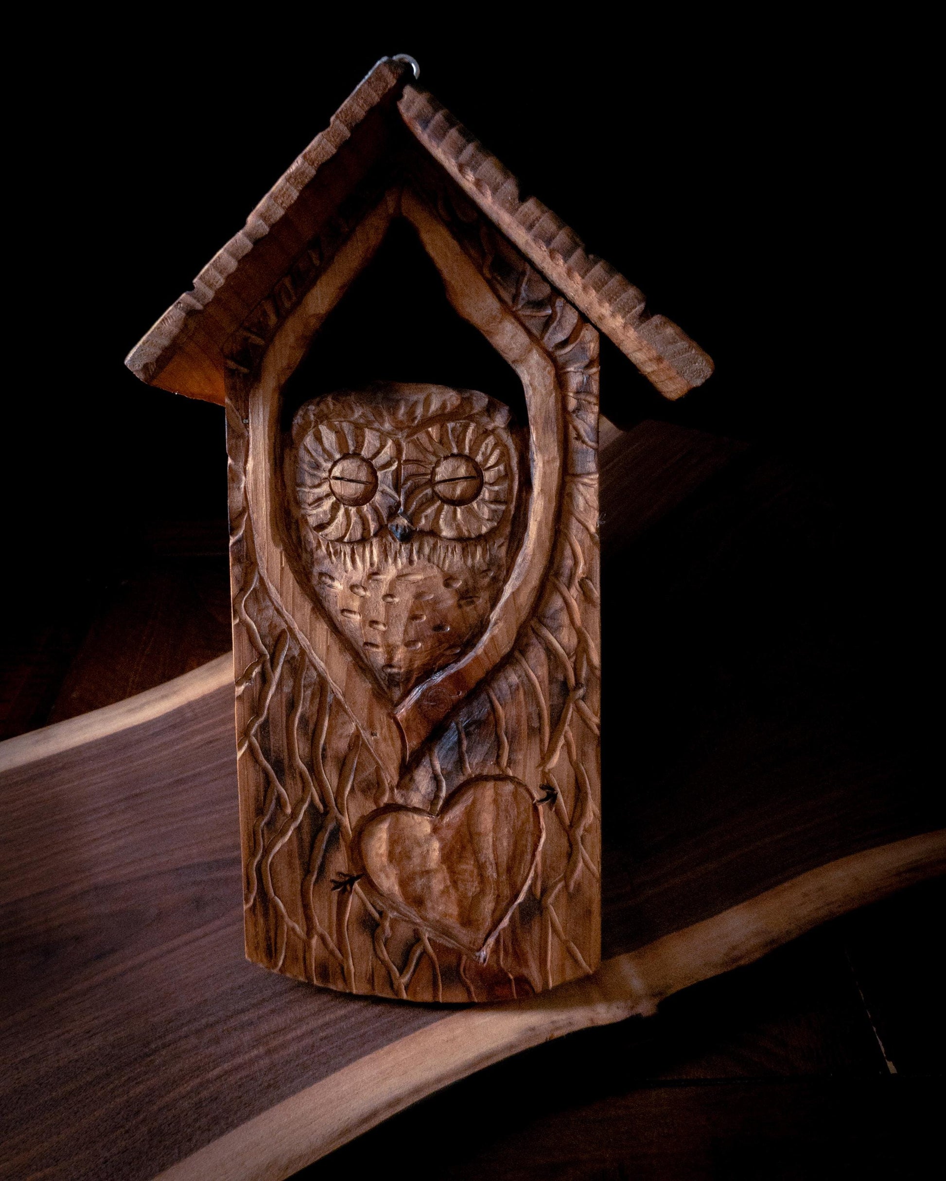 The Owl Guardian #7 | Cedar Birdhouse & Custom Heart