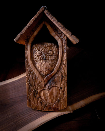 The Owl Guardian #7 | Cedar Birdhouse & Custom Heart