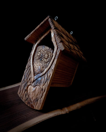 The Owl Guardian #7 | Cedar Birdhouse & Custom Heart
