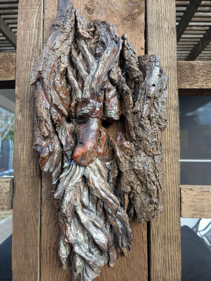 Hand Carved Tree Spirit in Natural Bark - "The King"