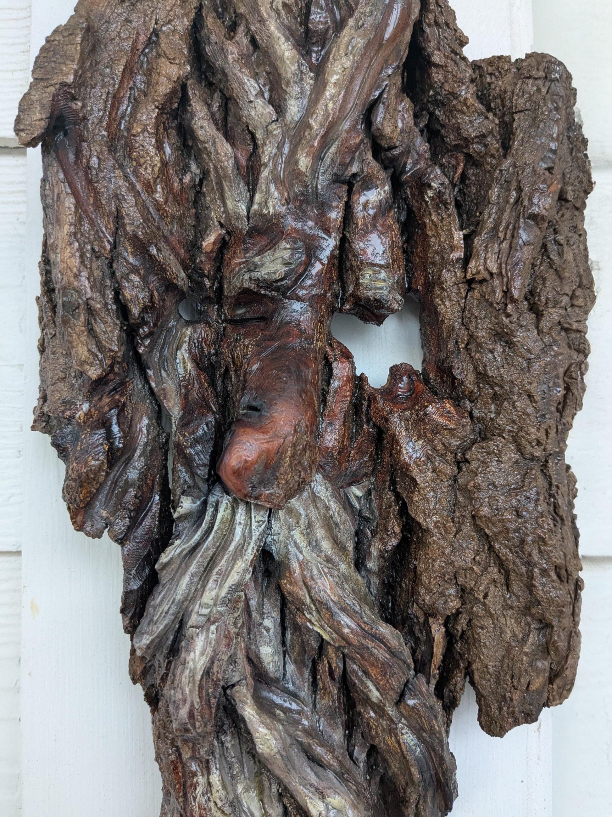 Hand Carved Tree Spirit in Natural Bark - "The King"