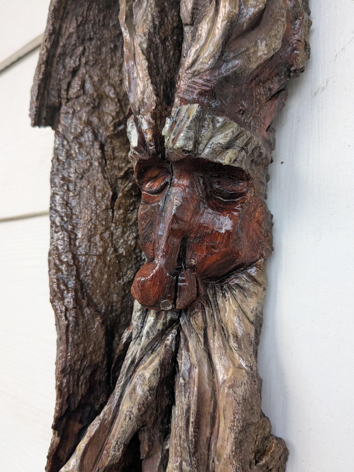 Hand Carved Tree Spirit in Natural Bark - "Ash"